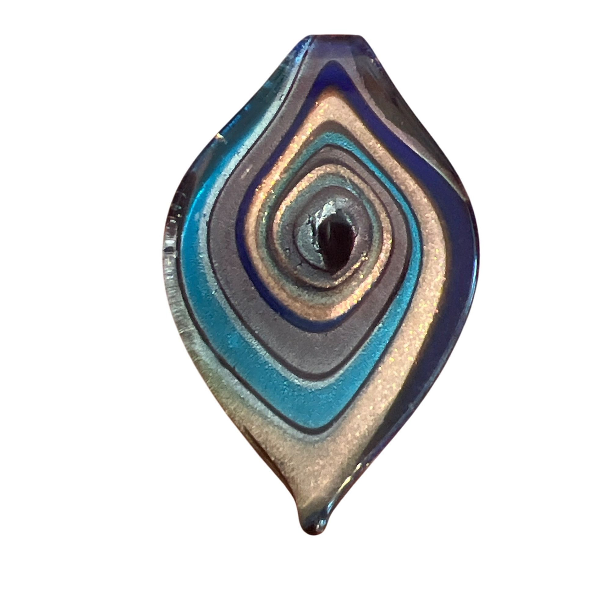 Other Lot 5 Dichroic Glass Pendants Charms Circle Leaf Blue Green Size ONE SIZE - 3 Thumbnail