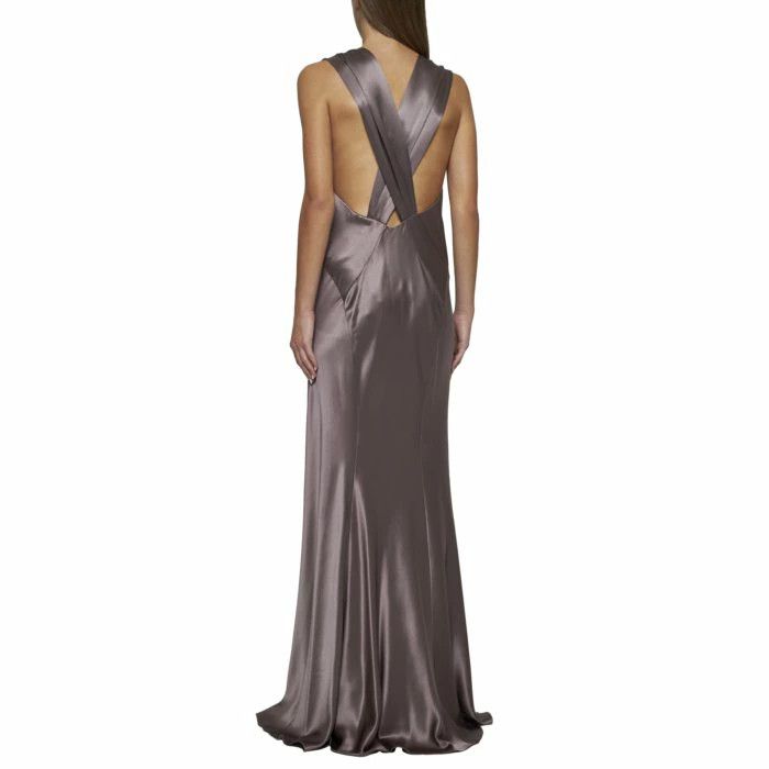 Saint Laurent Paris o1bcso1str0426 Satin Silk Gown in Grey Size L / US 10 / IT 46 - 3 Thumbnail