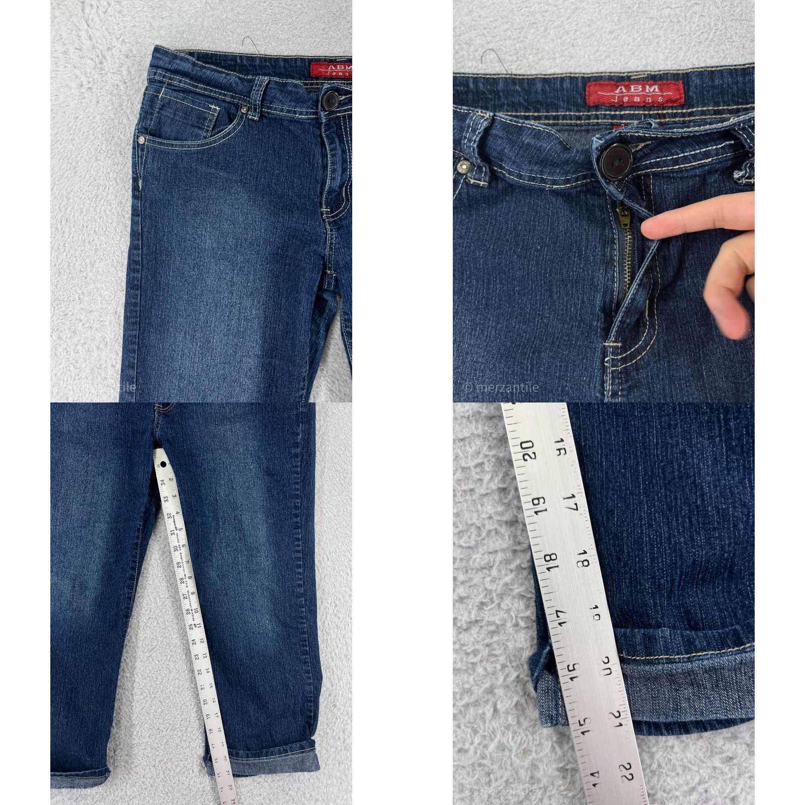 Vintage ABM Jeans Womens 15 Blue Denim Mid Rise Cotton Blend Stretch Capri Vintage No Size 36" / US 14 / IT 50 - 8 Thumbnail