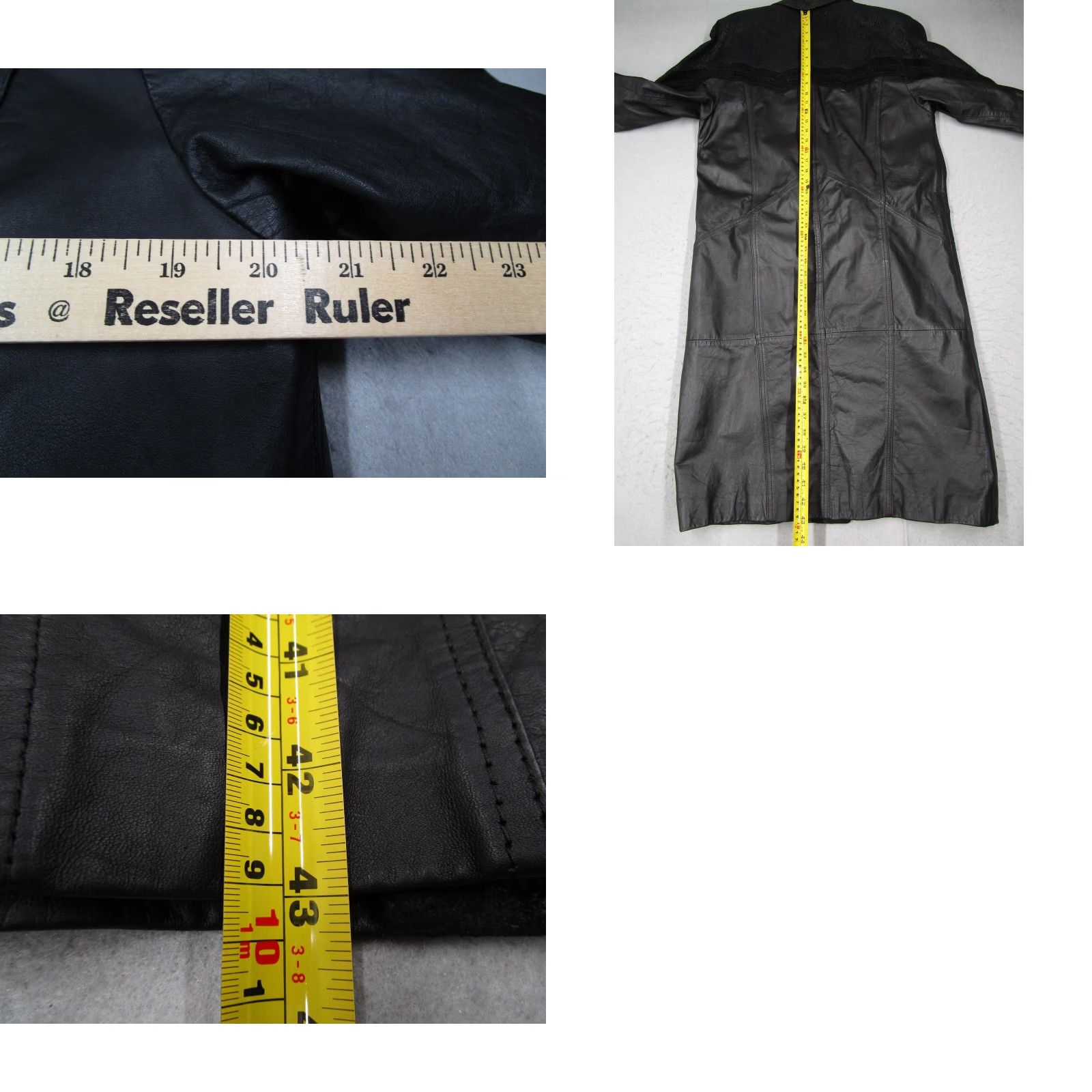 Vintage VINTAGE Winlit Leather Coat Womens Medium Black Embroidered Long Jacket 90s Size M / US 6-8 / IT 42-44 - 8 Thumbnail