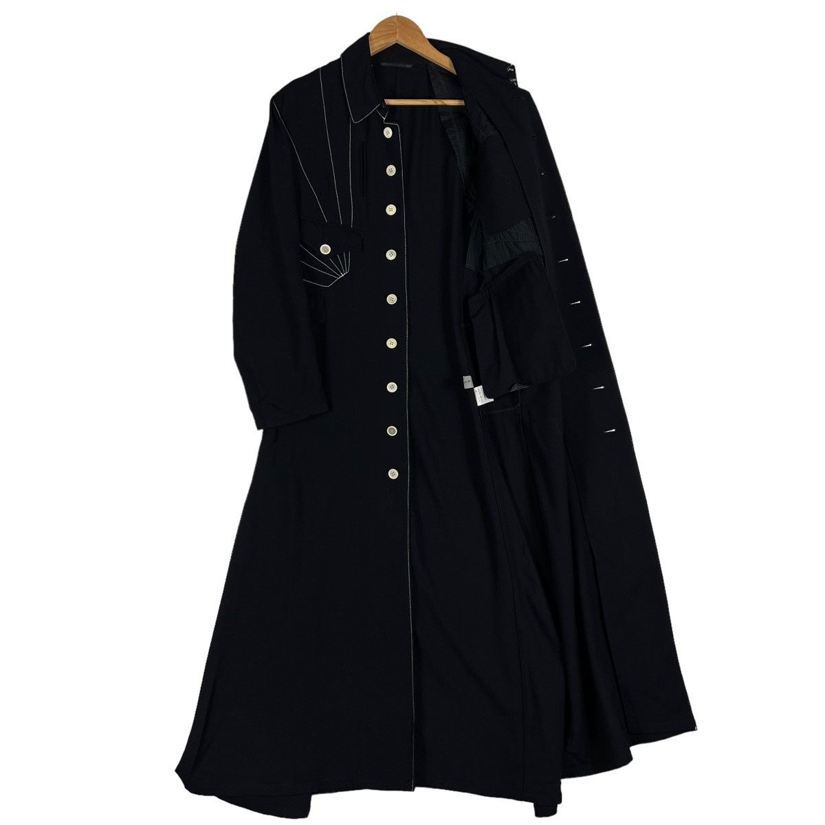 Yohji Yamamoto 🔥SPRING WINTER LONG JACKET WITH SUNRAYS OF JAPAN DESIGN Size S / US 4 / IT 40 - 17 Thumbnail