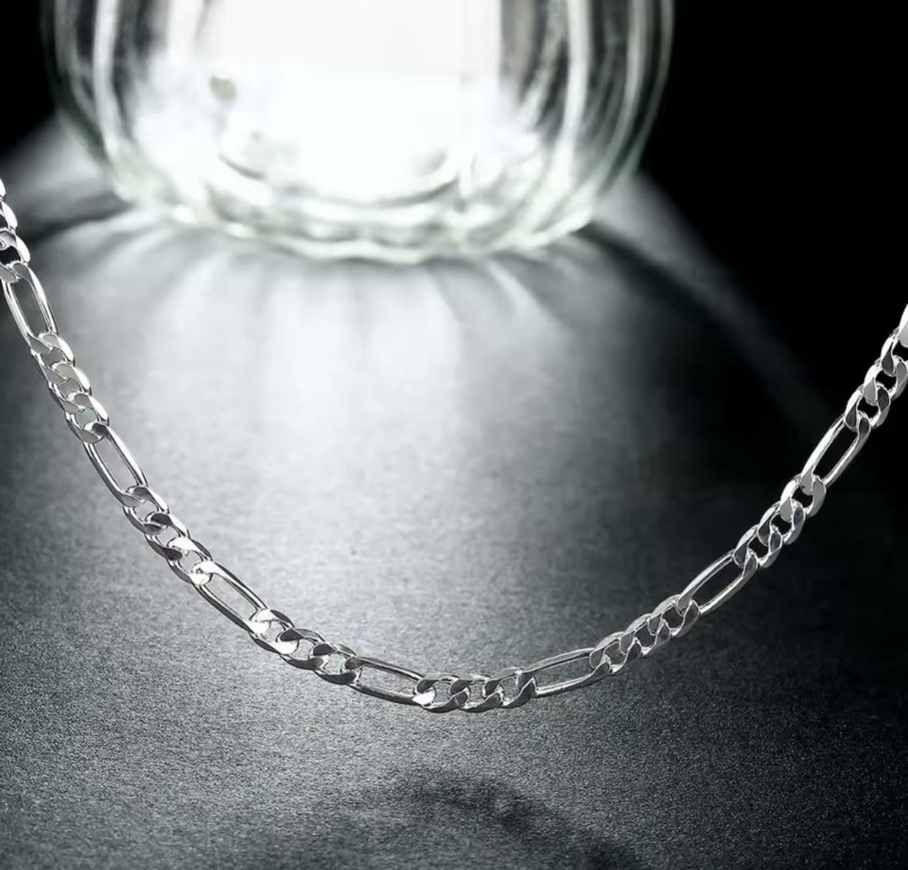 Jewelry × Sterling Silver 925 Silver 4mm Figaro Chain Necklace Size ONE SIZE - 2 Thumbnail