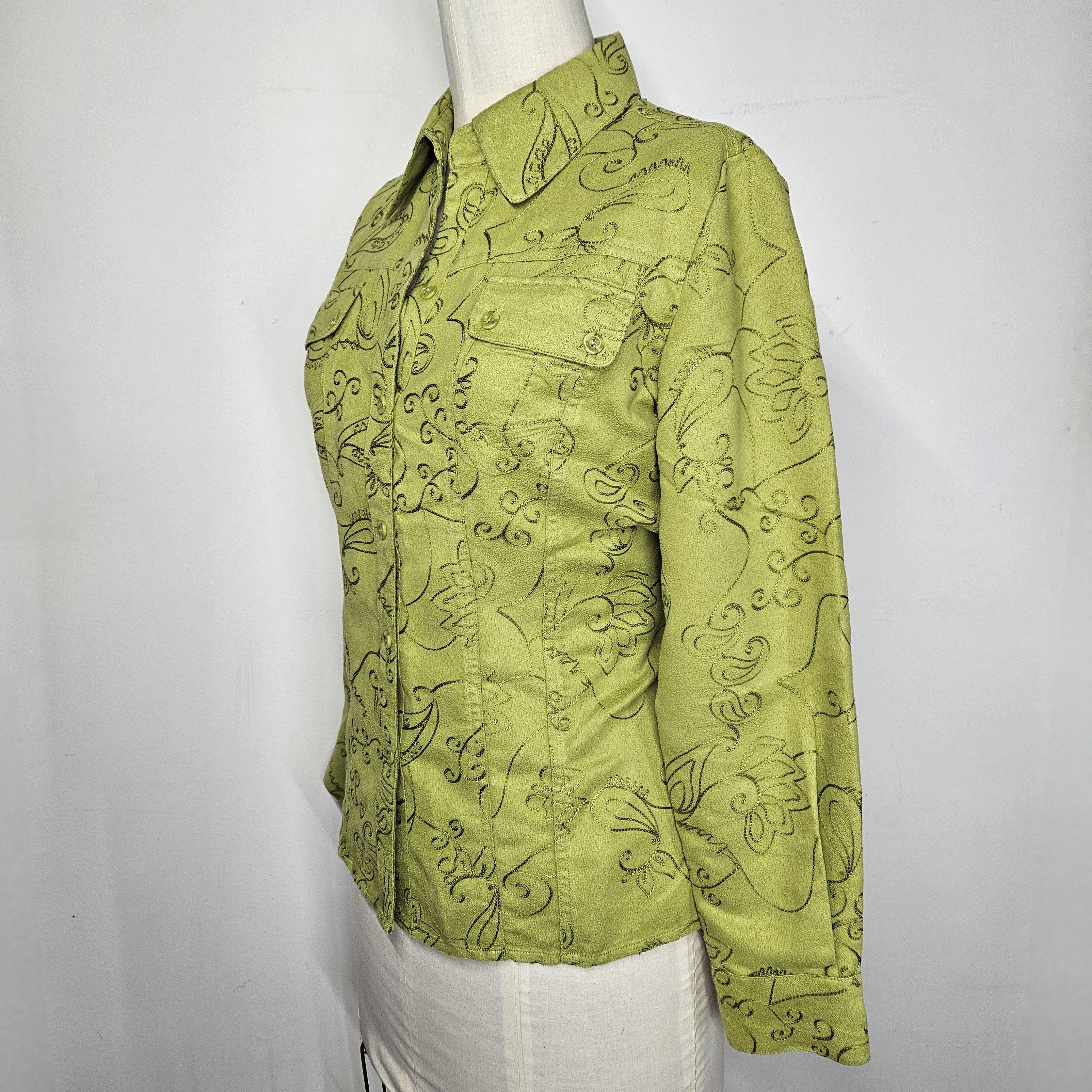 Chicos Chico's Size 1/M Shirt Shacket Button Down Floral Embroidery Size M / US 6-8 / IT 42-44 - 2 Thumbnail