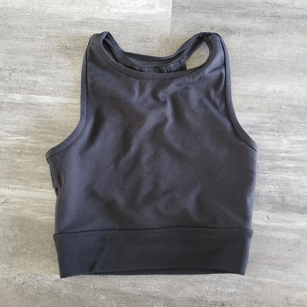 Designer Black High Neck Lorna Jane Longline Sport Bra Size ONE SIZE - 3 Thumbnail