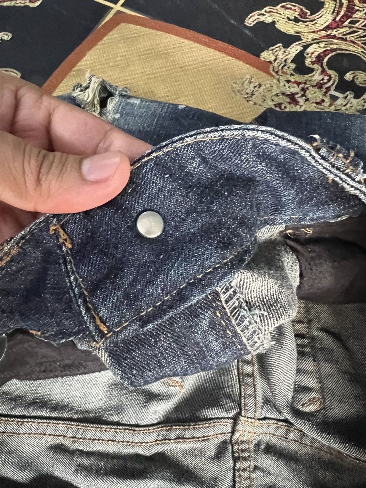 Japanese Brand VINTAGE ROOT THREE STYLE DISTRESSED PAINTER JEANS Size US 33 - 19 Thumbnail
