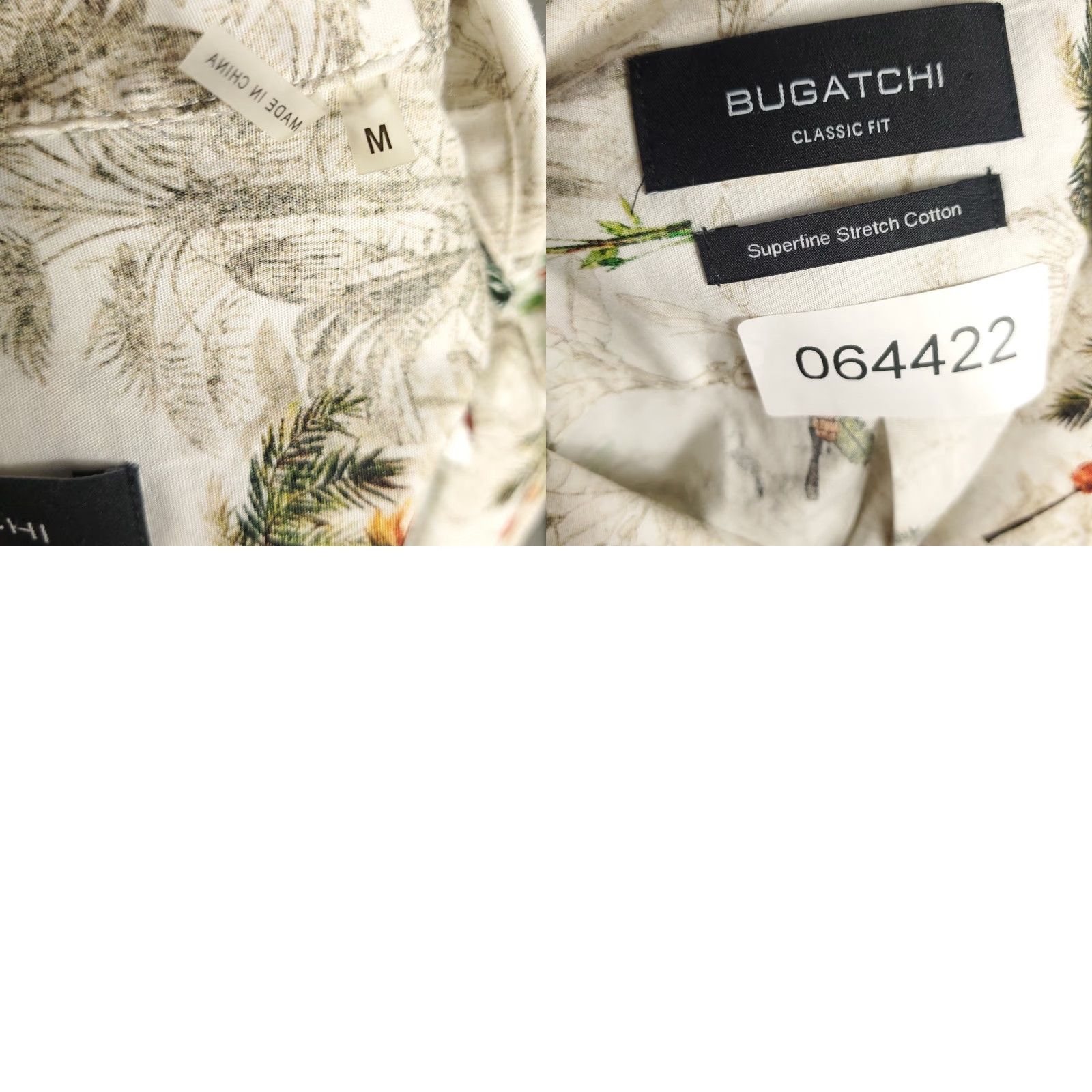 BUGATCHI Bugatchi Uomo Shirt Mens Medium Beige Floral Camp Collar Short Sleeve Button-Up Size US M / EU 48-50 / 2 - 8 Thumbnail