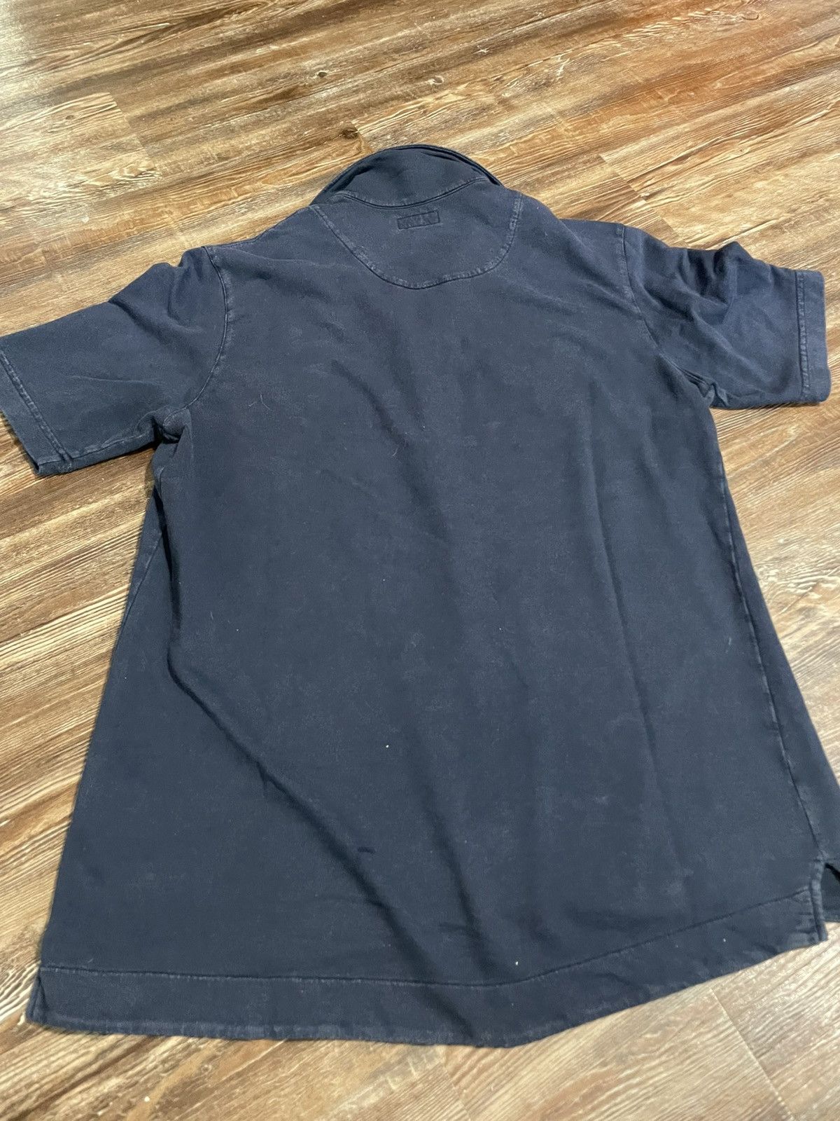 Doppiaa Aadeo Open Collar Polo Shirt Navy Blue Garment Dyed Washed Size US M / EU 48-50 / 2 - 2 Thumbnail
