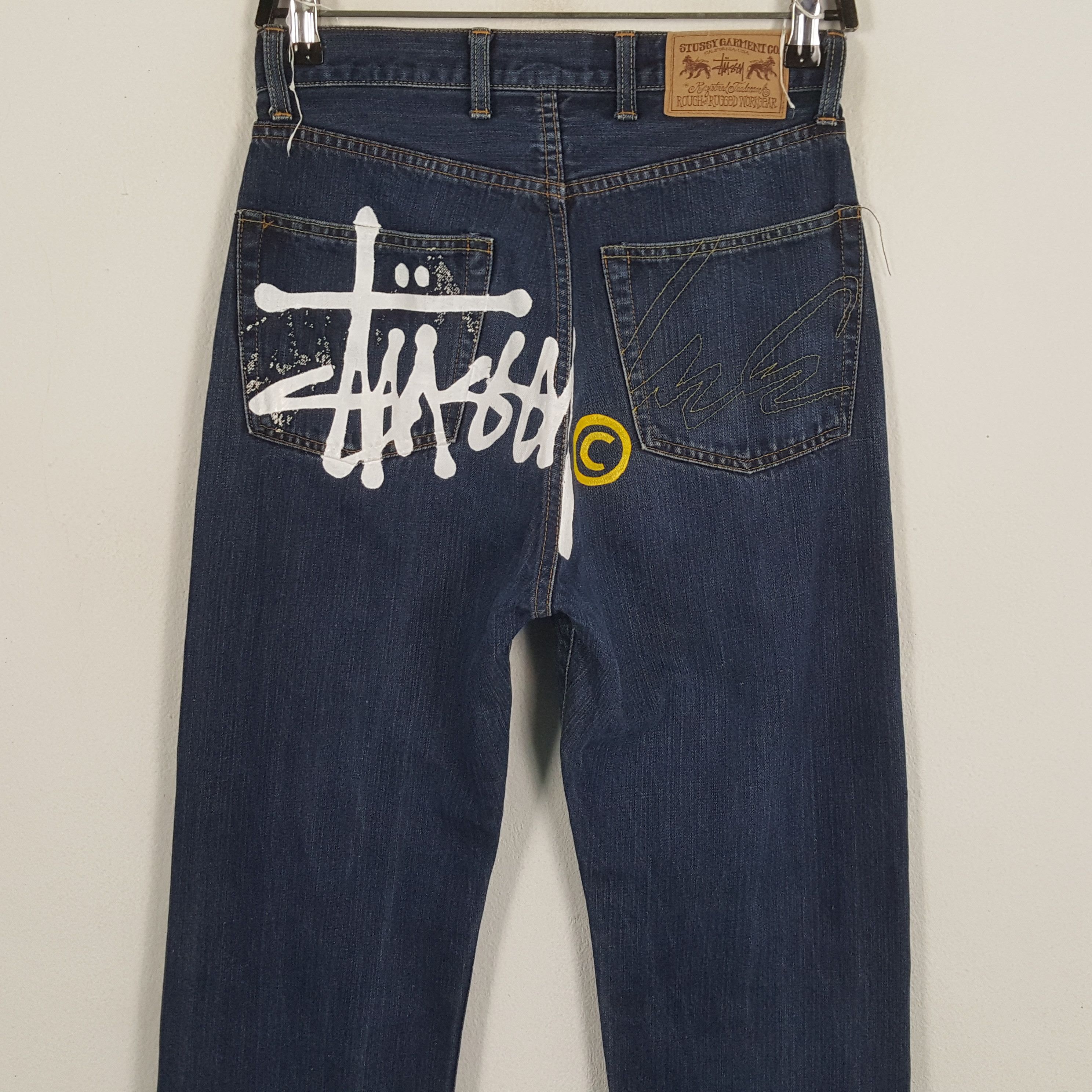 Japanese Brand STUSSY x Futura Streetwear Fashion Style Custom Art Jeans Size US 27 - 2 Thumbnail