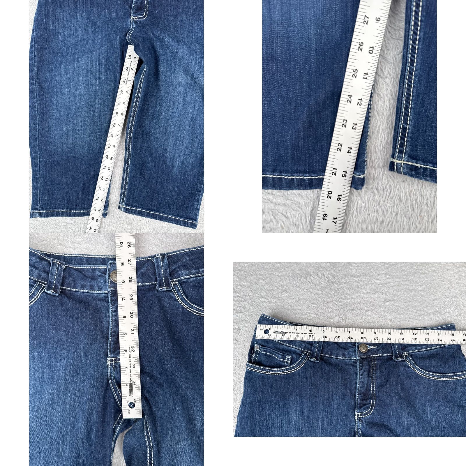 Lee Lee Jeans Womens Capri 30x16 Denim Blue 12P Petite Regular Slender Secret 5-Pocket Mid Rise Size 34" / US 12 / IT 48 - 8 Thumbnail