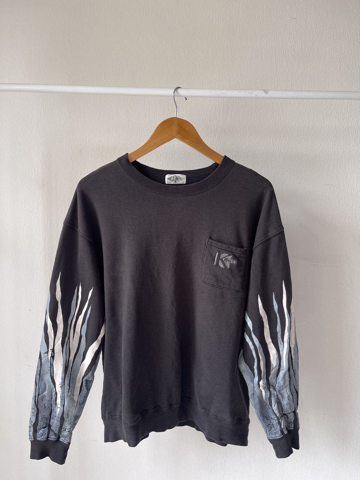Designer × Japanese Brand × Kansai Yamamoto 90s Kansai Yamamoto Flame Sweatshirt Size US L / EU 52-54 / 3 - 4 Thumbnail