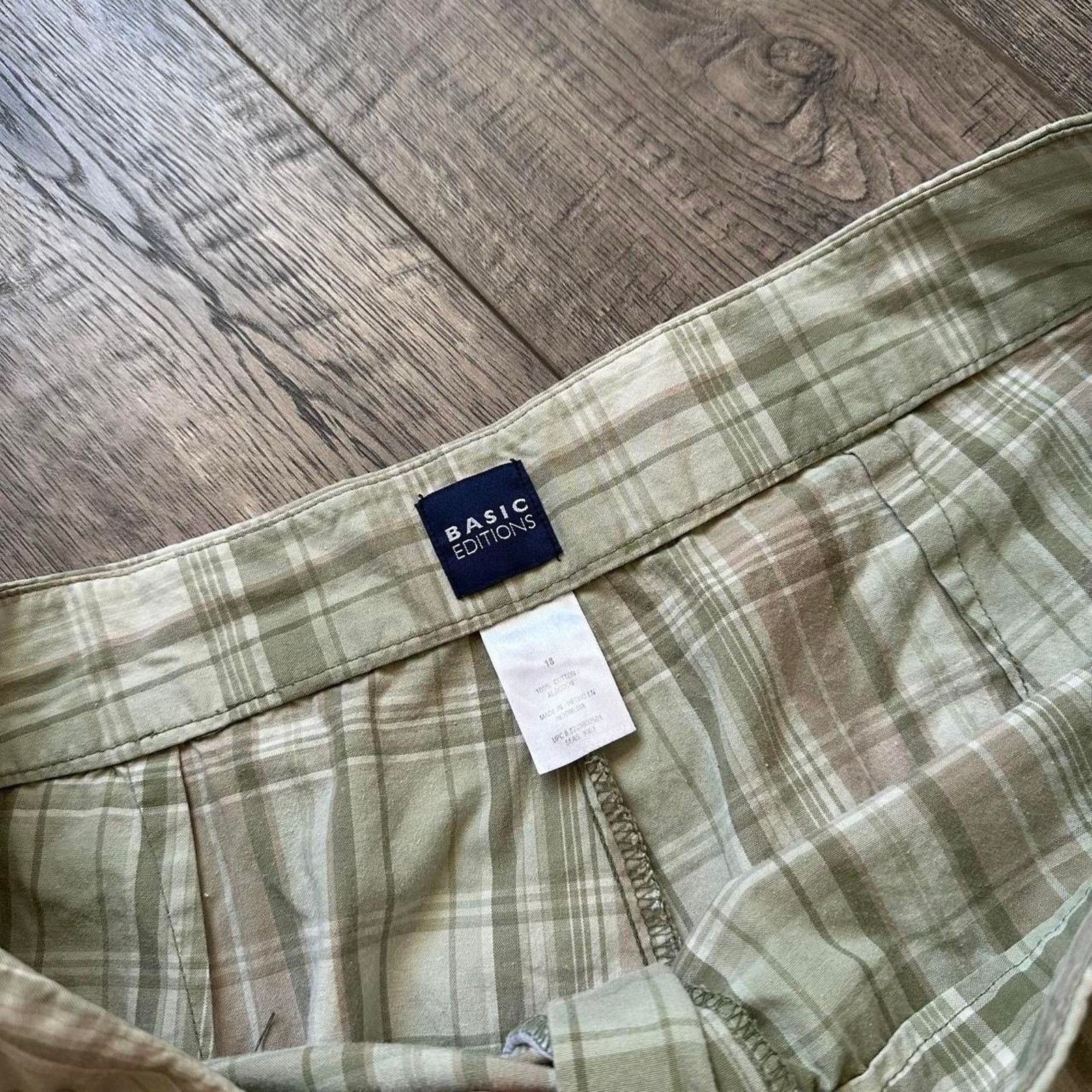 Vintage Vintage Pleated Plaid Gingham Cotton Shorts Size 35" - 5 Thumbnail