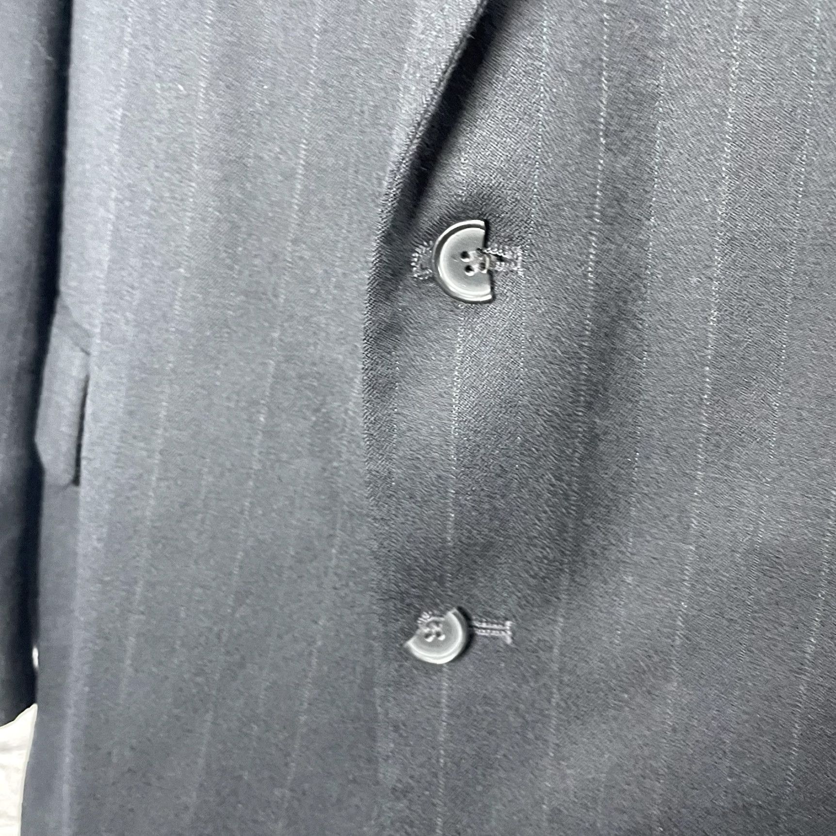 Vintage Hunting Horn Blazer Wool Black Striped 2 Button Ventless Notch USA Made Size 46L Men Jacket Size 46R - 5 Thumbnail