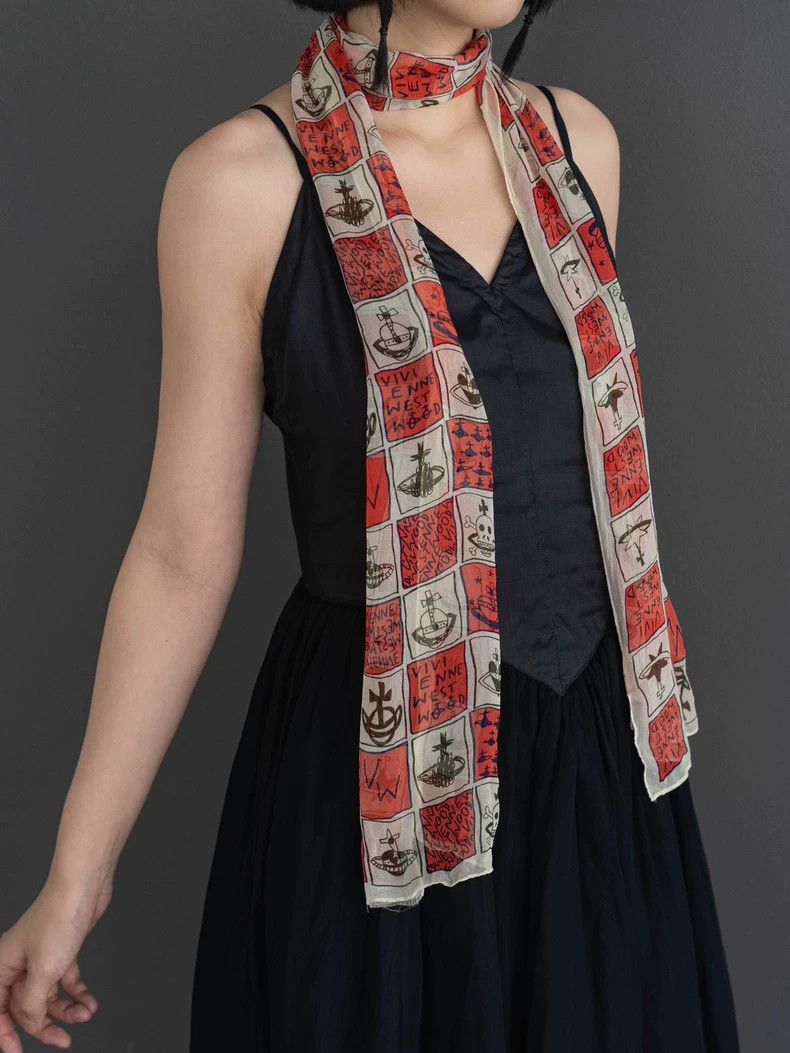 Vivienne Westwood Vivienne Westwood size25*167cm Saturn Skull Silk Scarf Size ONE SIZE - 5 Thumbnail