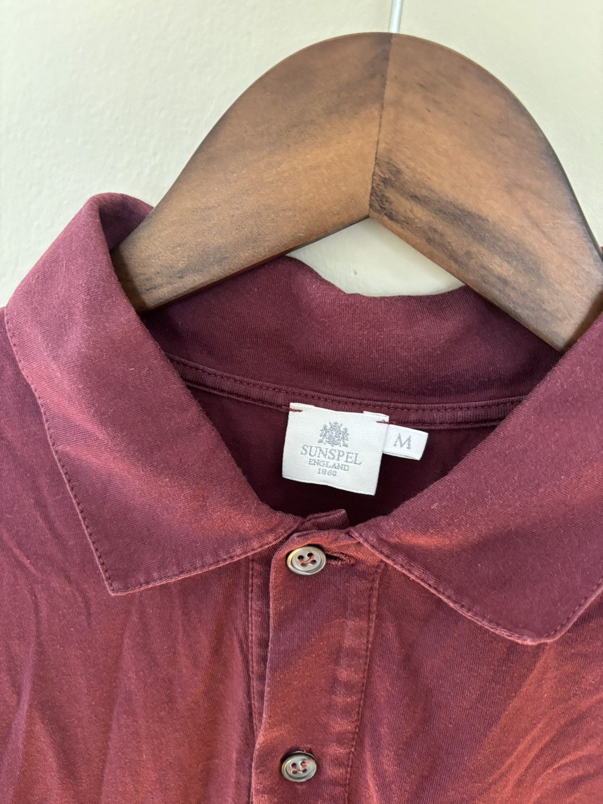 Sunspel Cotton Polo Shirt England (Burgundy/Red) Size US M / EU 48-50 / 2 - 2 Thumbnail