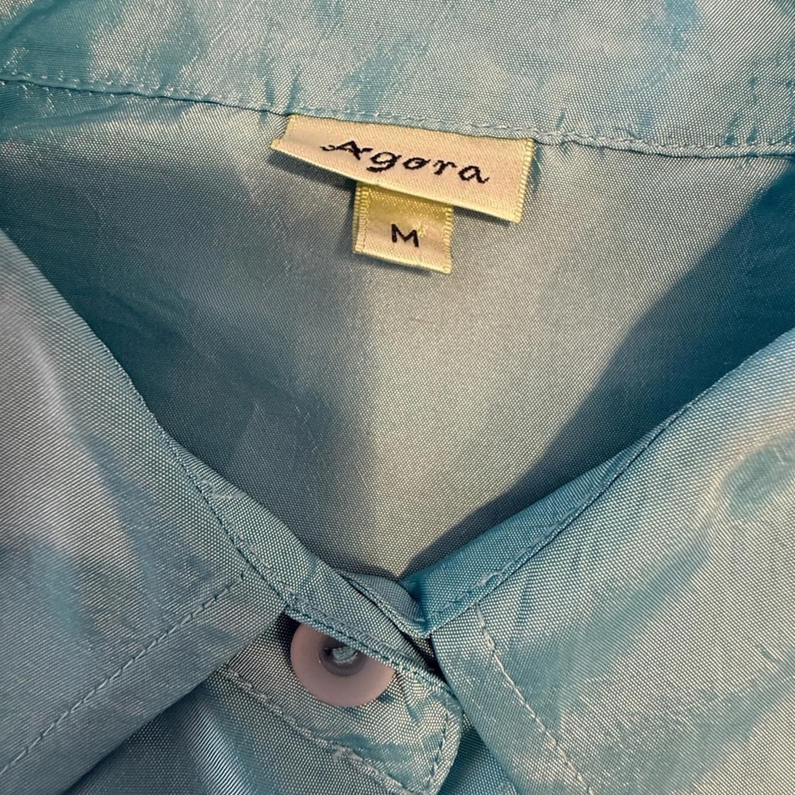 Agora Agora shimmery teal suit jacket/top large gold buttons SZ M Size M / US 6-8 / IT 42-44 - 5 Thumbnail