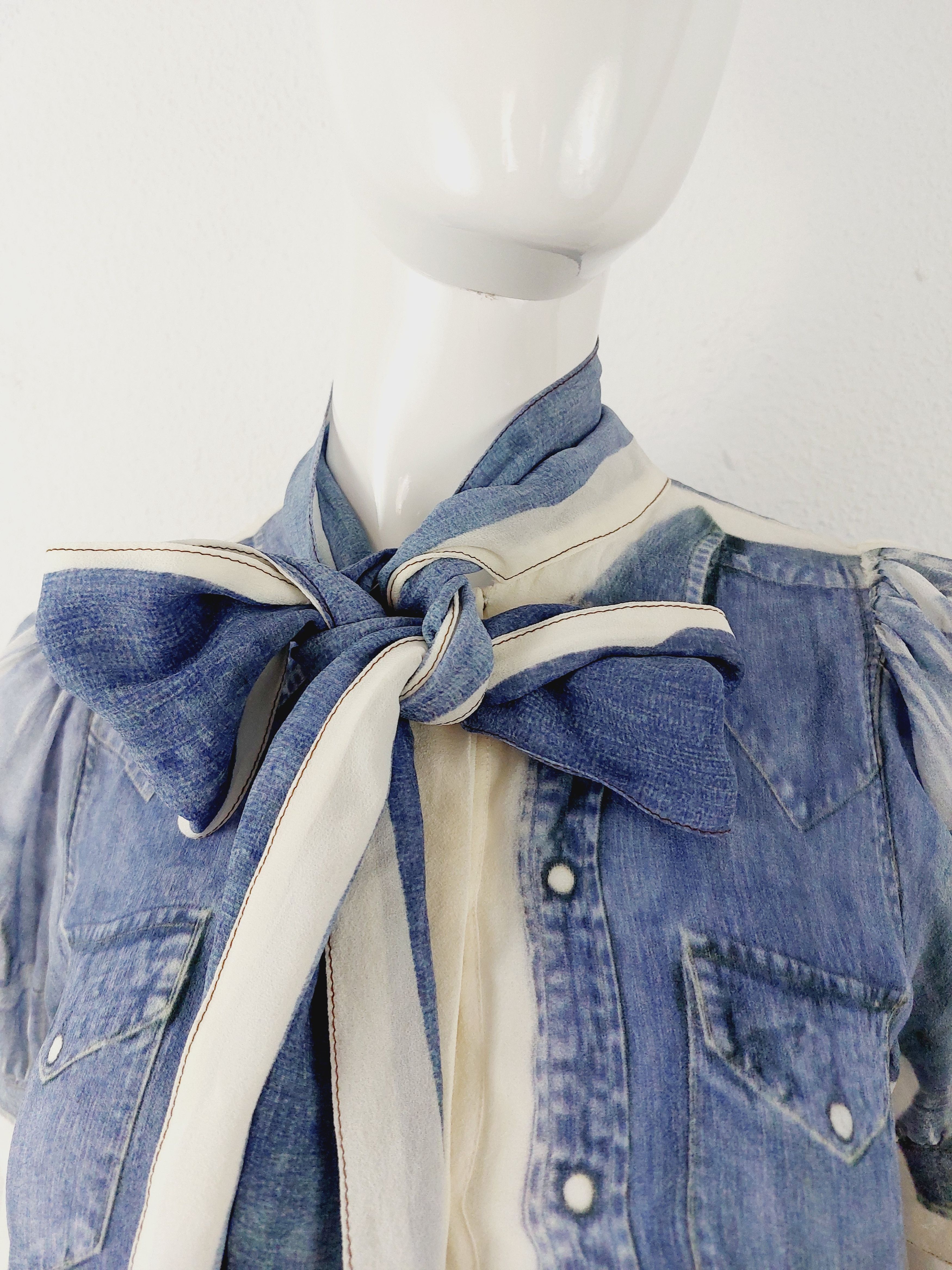 Dolce & Gabbana Dolce & Gabbana D&G Denim Optical Illusion Silk Dress Size M / US 6-8 / IT 42-44 - 9 Thumbnail