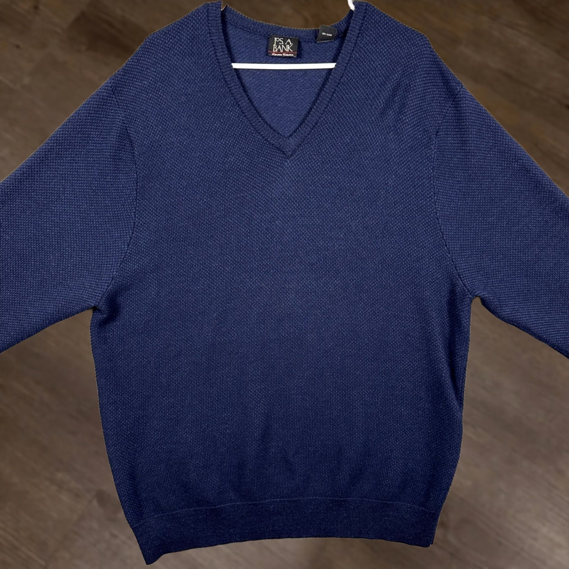Jos. A. Bank JOS. A. Bank Sweater Merino Wool V-Neck Mens XL Blue Pullover Long Sleeve Size US XL / EU 56 / 4 - 1 Thumbnail