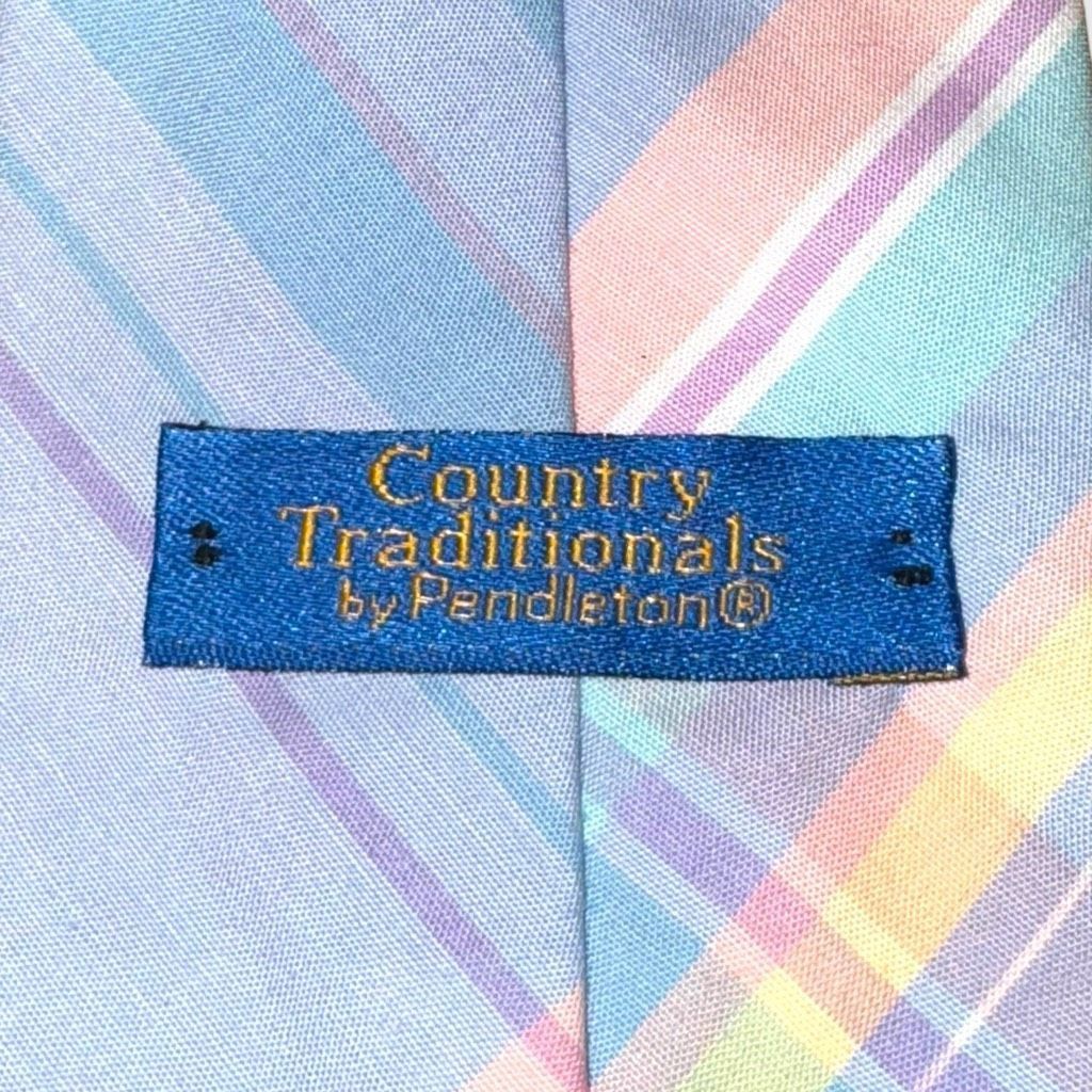 Pendleton 70s Pendleton Pastel Check Cotton Neck Tie Size ONE SIZE - 3 Thumbnail