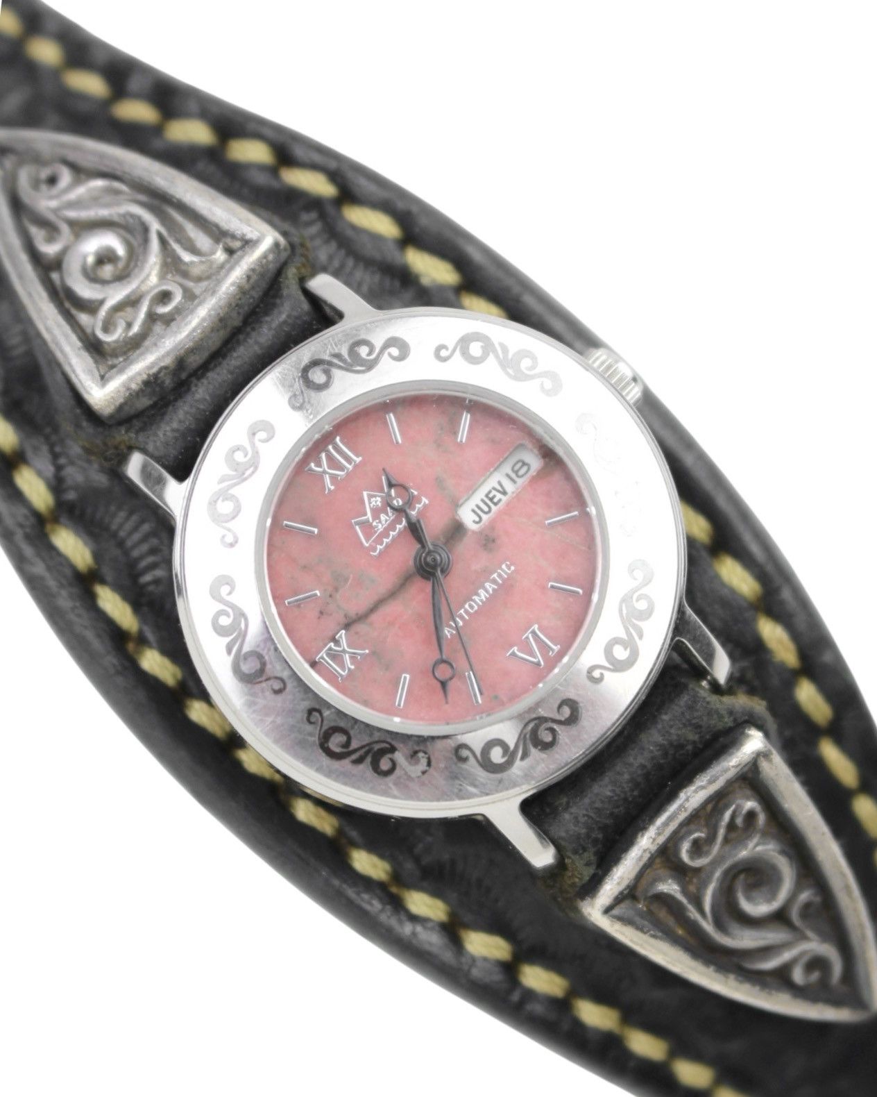 Vintage SS2015 SAAD AUTOMATIC HANDCRAFTED LEATHER & SILVER WATCH Size ONE SIZE - 4 Thumbnail