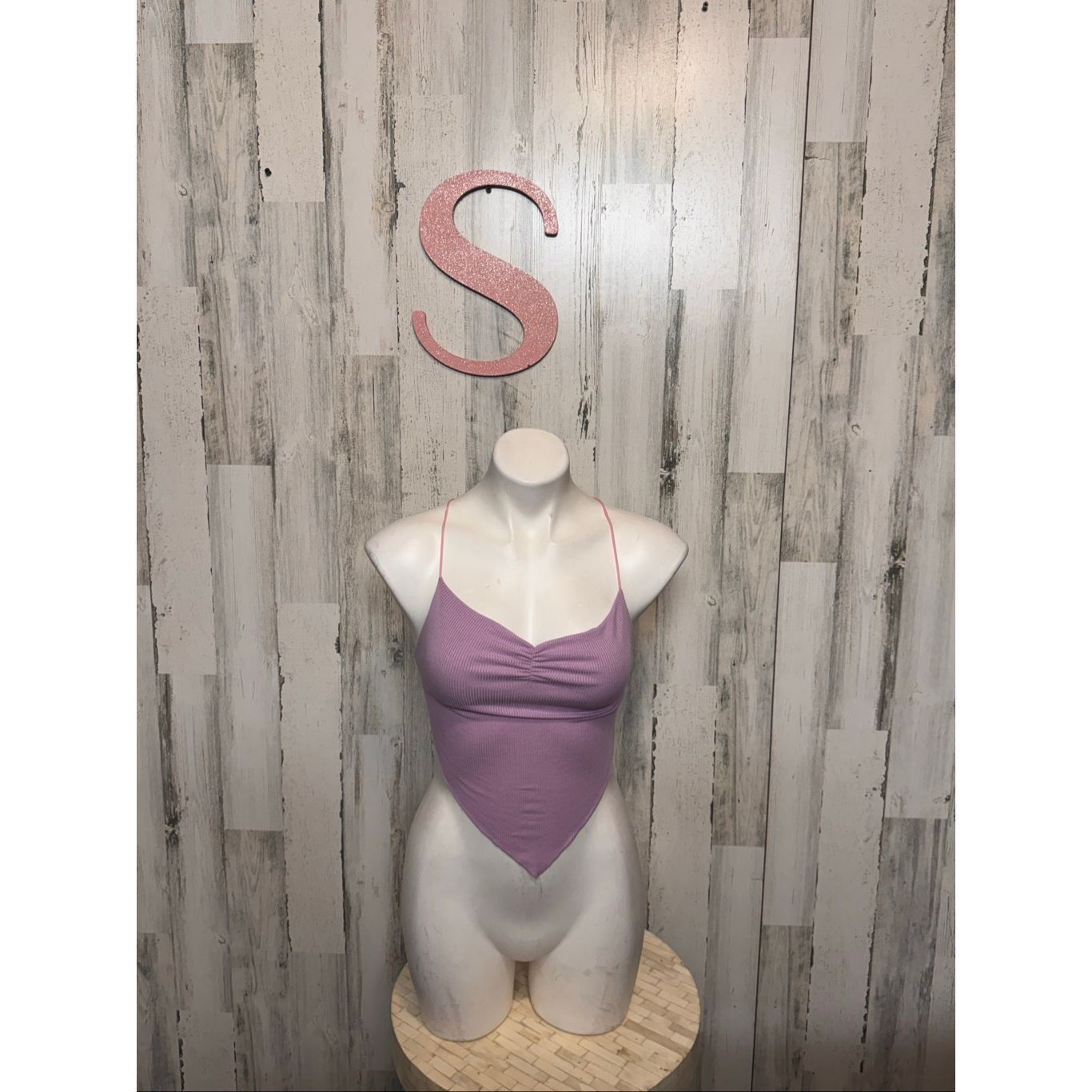 Other Lavender Ribbed Lace Up Back Bodysuit Size Small Purple Ruch Size S / US 4 / IT 40 - 1 Thumbnail