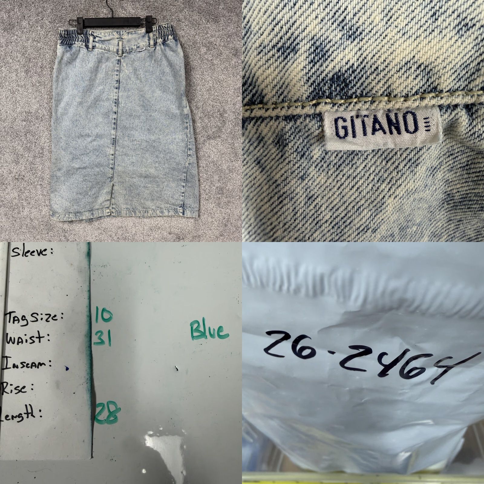Vintage VINTAGE Gitano Denim Midi Skirt 10 Blue High Rise Elastic Waist Pockets 80s 90s Retro Size 32" / US 10 / IT 46 - 8 Thumbnail