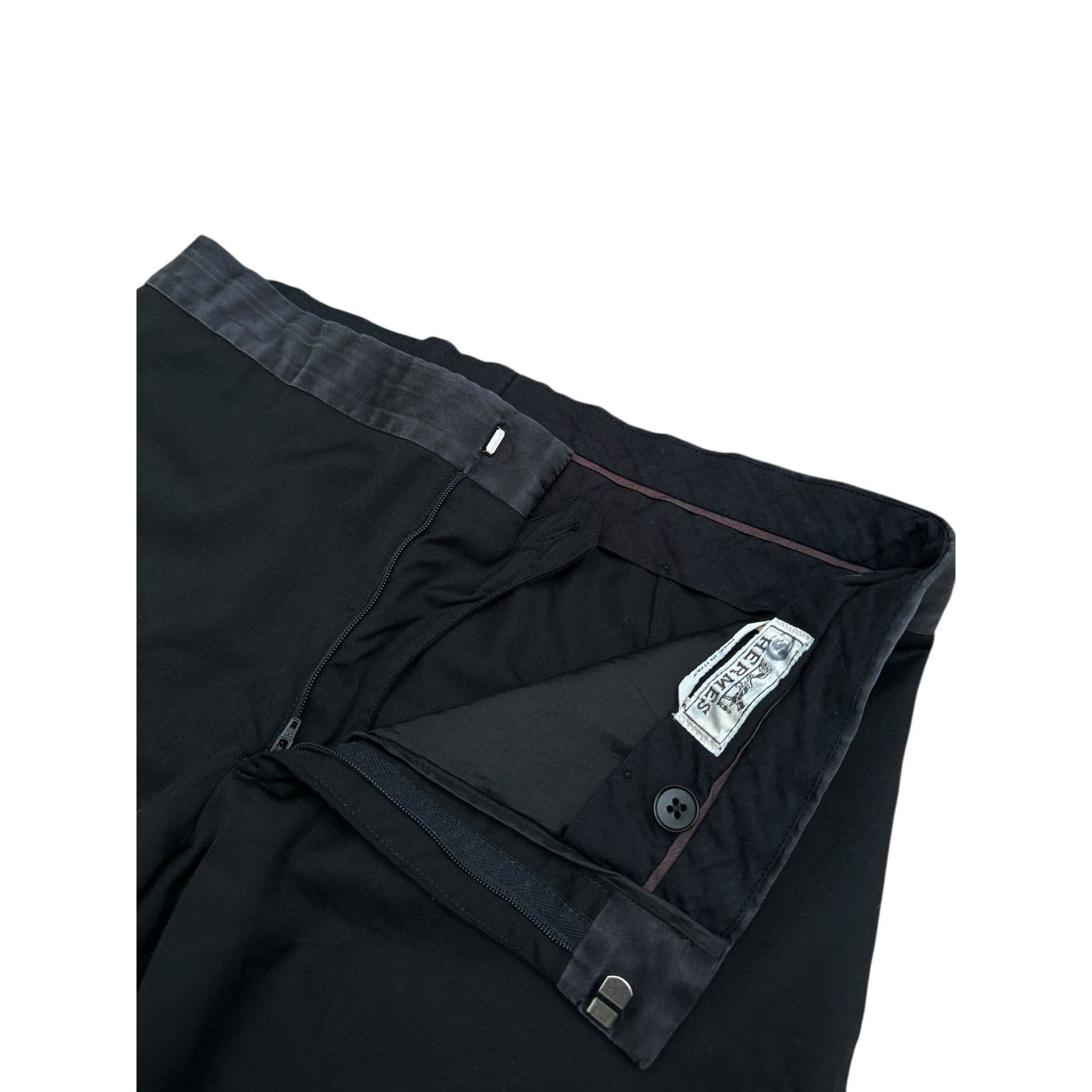 Hermes Black Wool Pants with Contrast Silk Waistband Size US 30 / EU 46 - 5 Thumbnail
