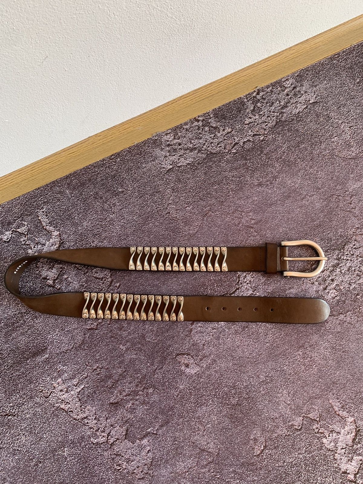 Vintage Berge Italy Leather Metal Avant Garde Opium Belt 95cm Size ONE SIZE - 13 Thumbnail
