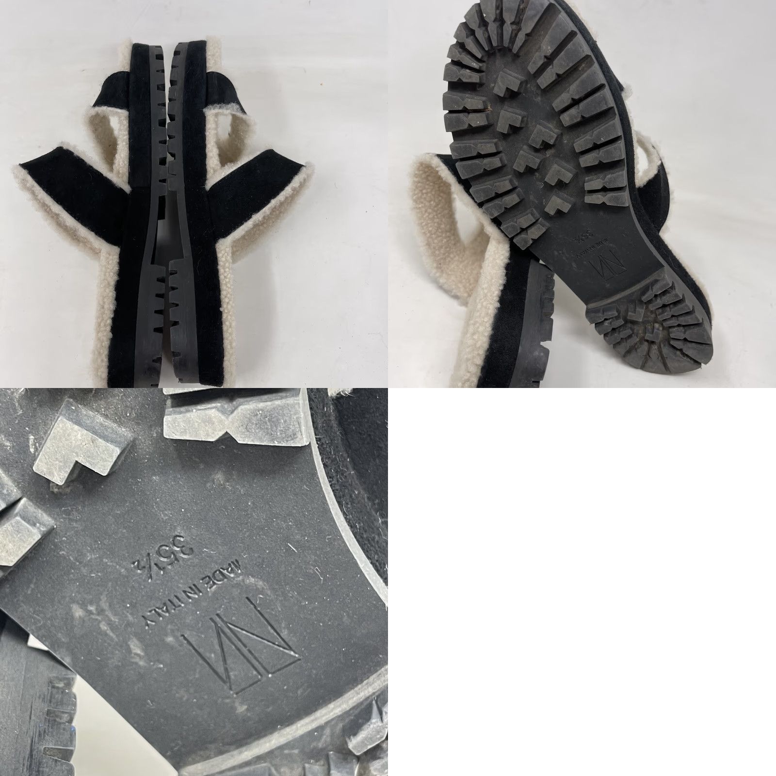 Vintage Tamara Mellon Sandals Womens 5 35.5 Roam Shearling Black and Ivory Slides Tamara Mellon Roam Sandals Womens Size 5 35.5 Black Ivory Shearling Slides Size US 5 / IT 35 - 8 Thumbnail