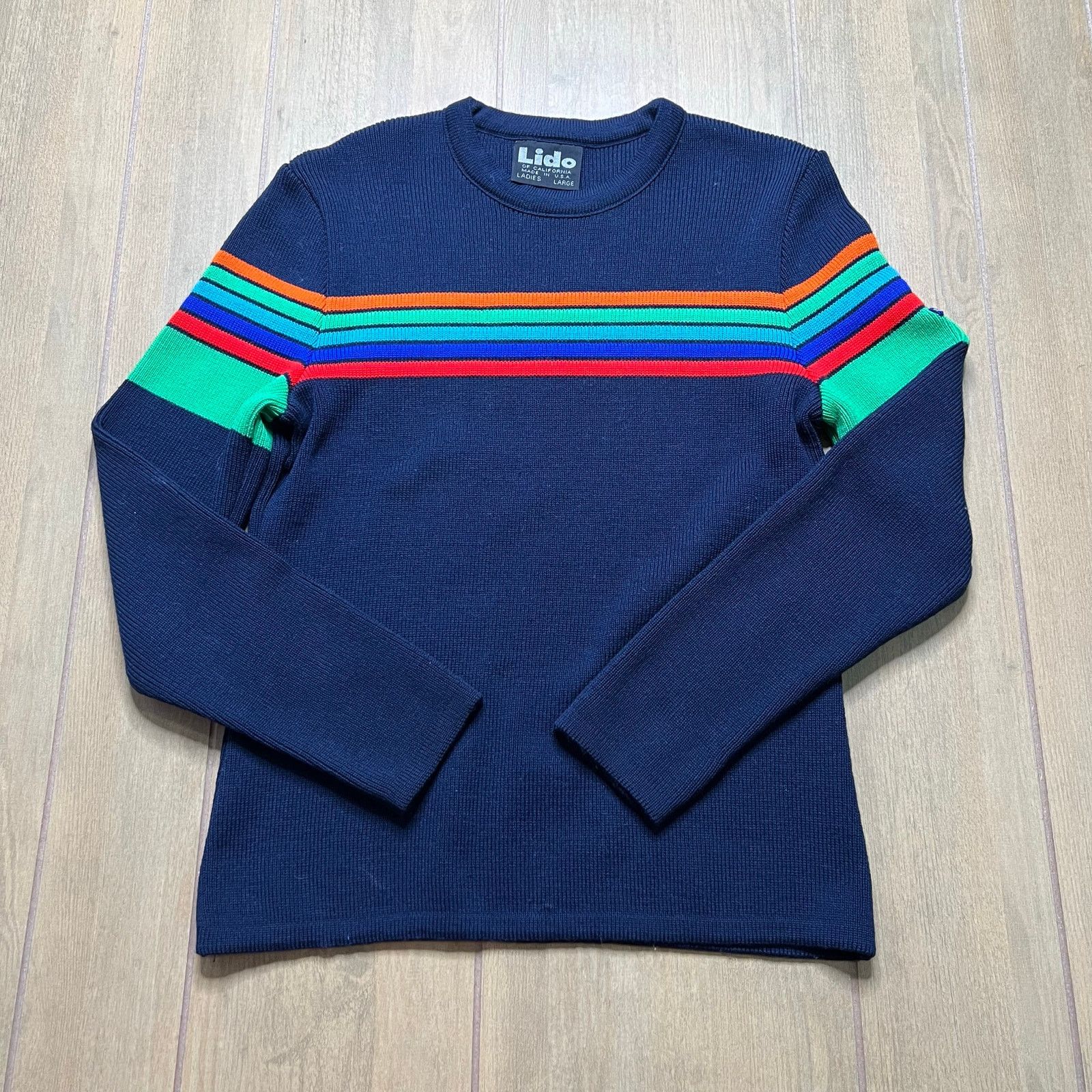 Vintage Vintage Lido of California Wool Striped Sweater Womens L USA Size L / US 10 / IT 46 - 1 Thumbnail