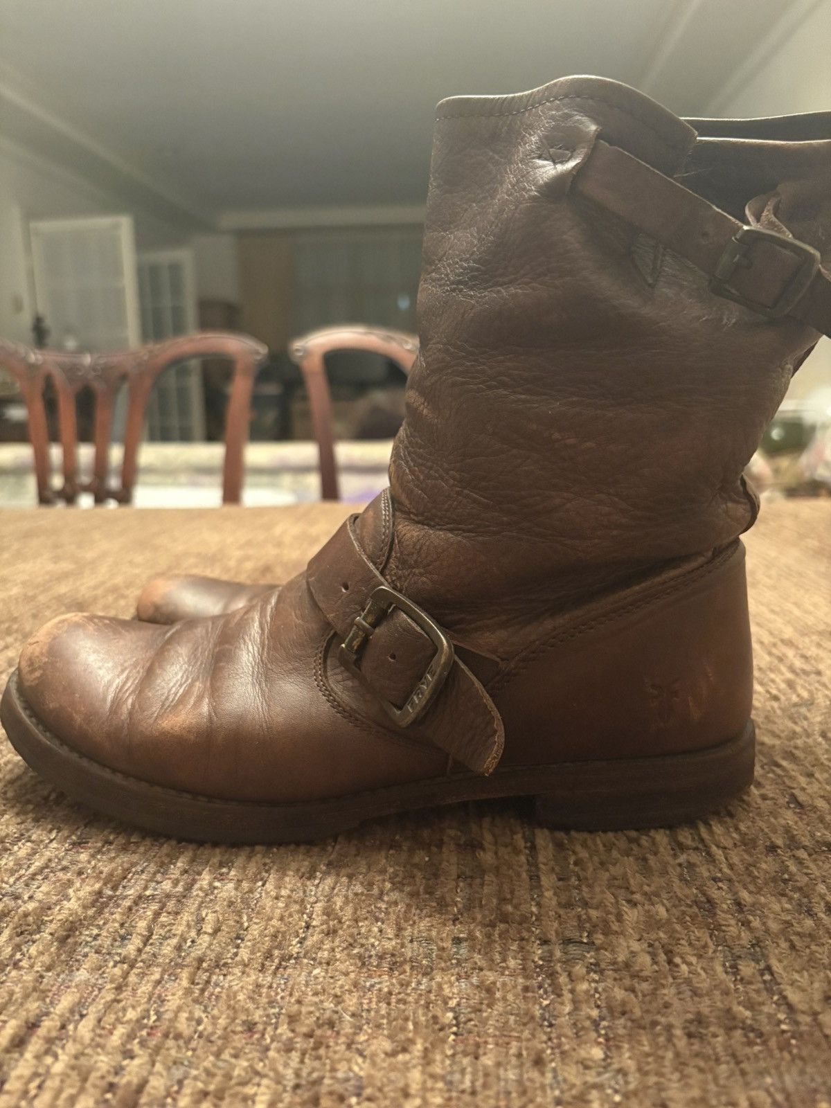 Frye Frye Harness Boots Brown Leather Buckle Harness Size US 8.5 / IT 38.5 - 5 Thumbnail