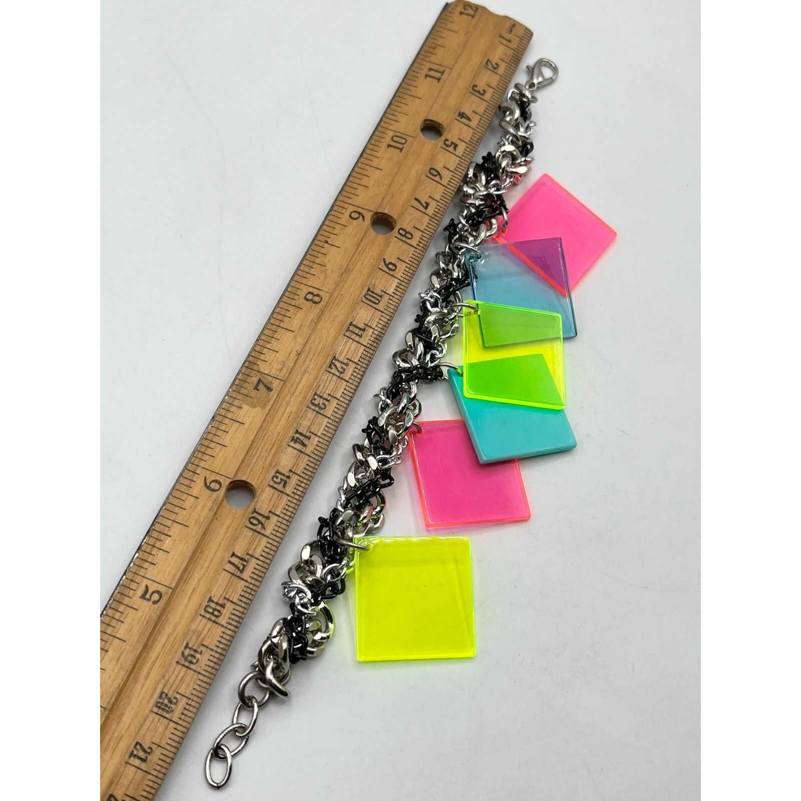 Vintage Multi chain plexiglass lucite charm bracelet Size ONE SIZE - 5 Thumbnail
