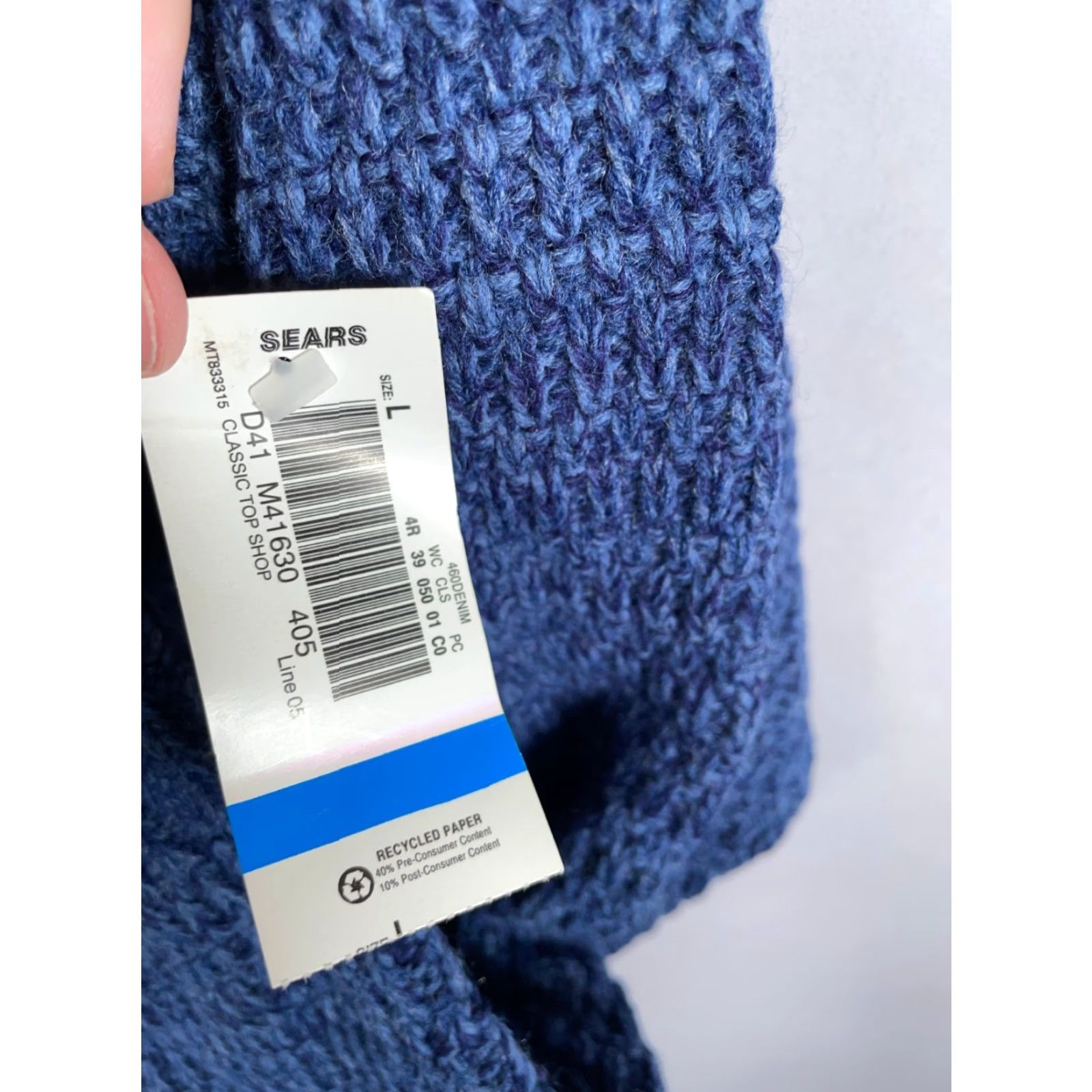 Sears VINTAGE Sears Men's Sweater Chunky Knit Crewneck L Blue Casual 90s Retro Heavyweight USA Size US L / EU 52-54 / 3 - 4 Thumbnail