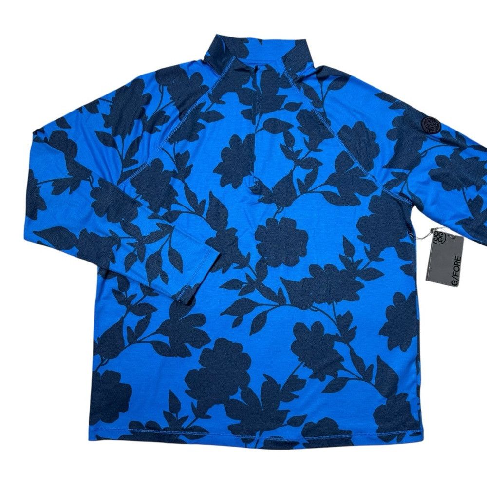 G/FORE NWT New $155 G/FORE Tonal Floral Luxe Quarter Zip Golf Blue Size US L / EU 52-54 / 3 - 3 Thumbnail