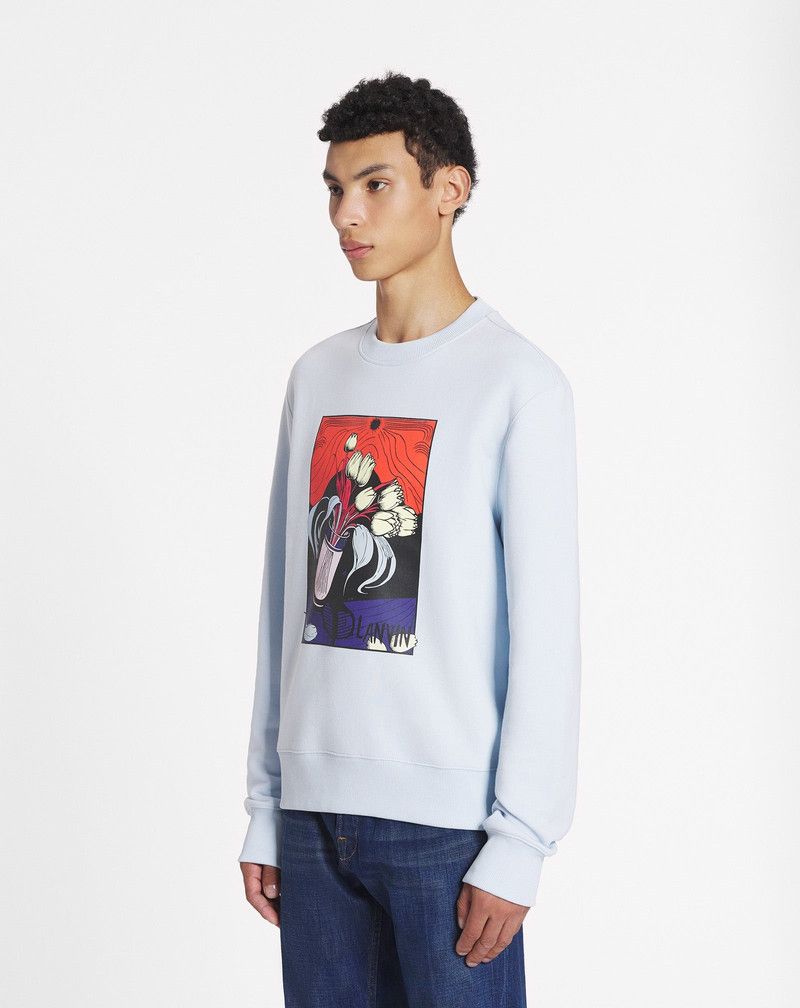 Lanvin oc11z0426 Printed Sweatshirt in Light Blue Size US M / EU 48-50 / 2 - 2 Thumbnail