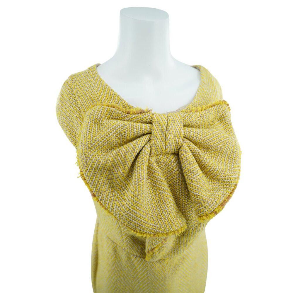 Designer Eva Franco Yellow Wool Dress Size 8 Size M / US 6-8 / IT 42-44 - 6 Thumbnail