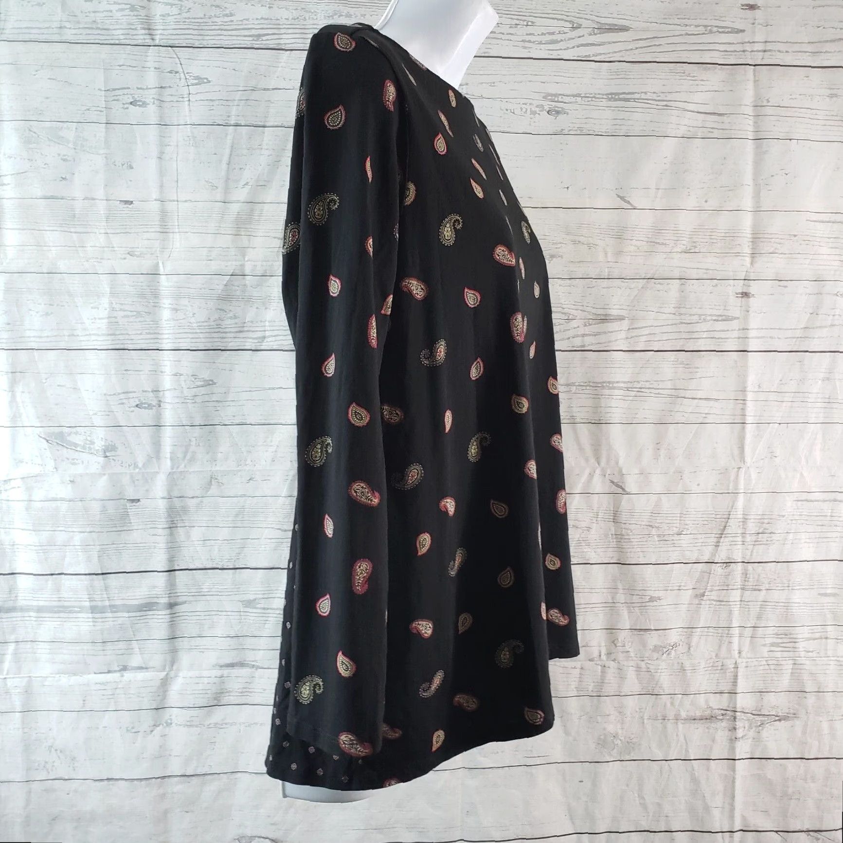 J. Jill VINTAGE J Jill Womens Top Blouse Paisley Long Sleeve Black Red Cotton Blend L Women Size L / US 10 / IT 46 - 3 Thumbnail