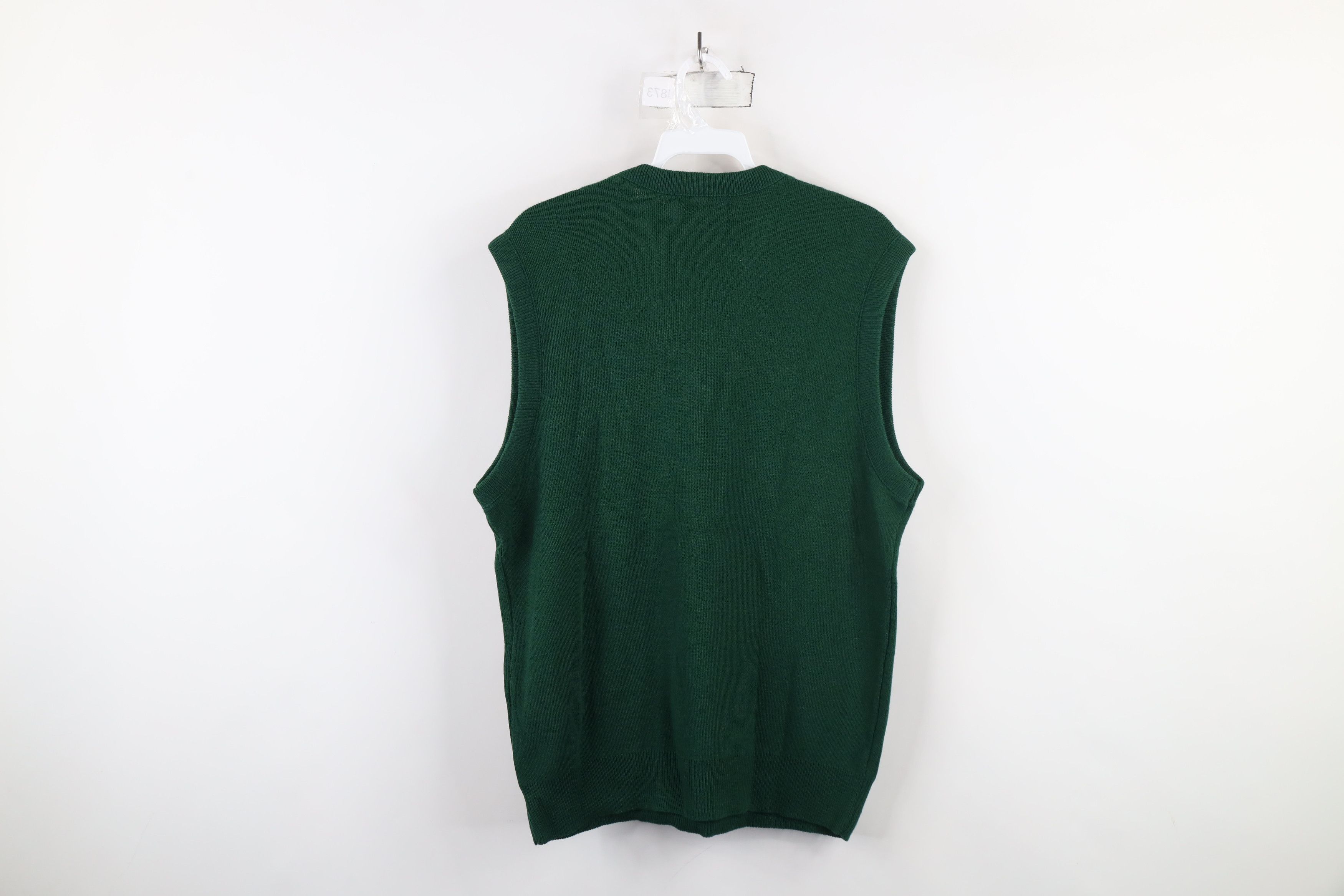 Vintage Vintage 90s Streetwear Knit V-Neck Sweater Vest Green USA Size US L / EU 52-54 / 3 - 5 Thumbnail