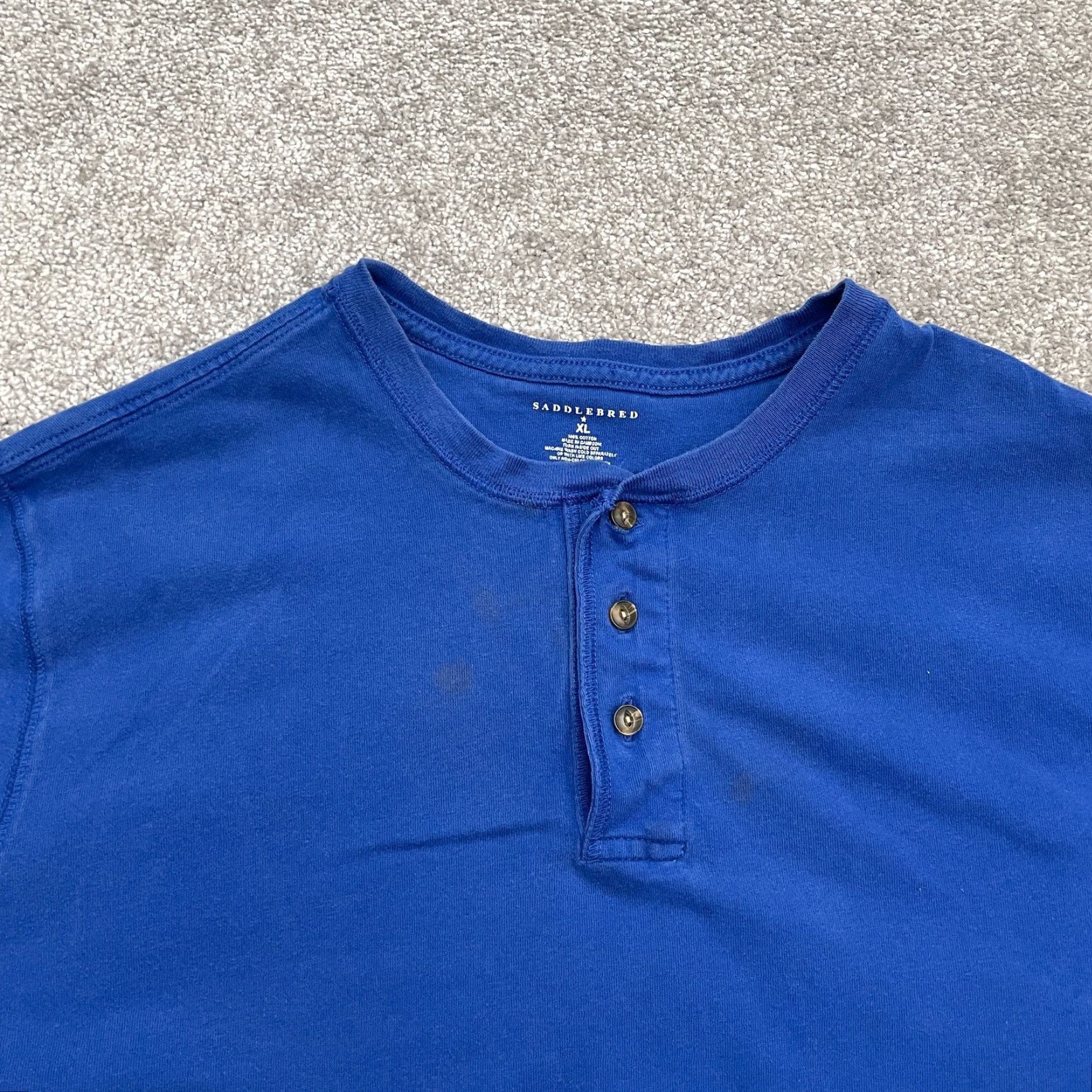 Vintage Saddlebred Men's XL Blue Long Sleeve Henley Shirt Casual Outdoor Cotton Activewear Size US XL / EU 56 / 4 - 3 Thumbnail