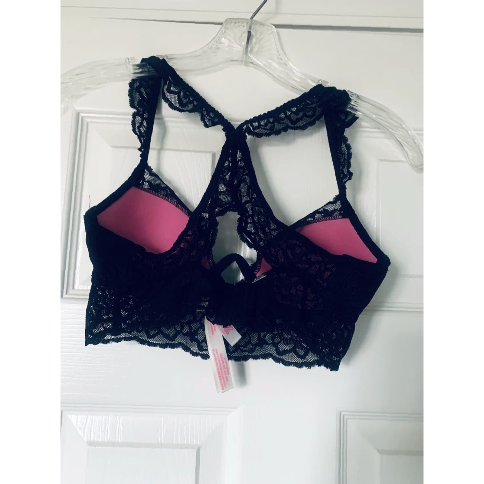 Victoria's Secret VINTAGE Victoria's Secret PINK Bralette Women’s XS Black Lace Push Up Crossback Pullover Size ONE SIZE - 3 Thumbnail