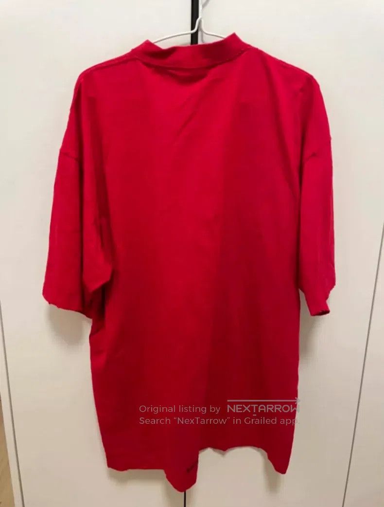 Balenciaga Balenciaga Red Letter Embroidered Ripped Short Sleeve T-Sh Size US XS / EU 42 / 0 - 2 Thumbnail