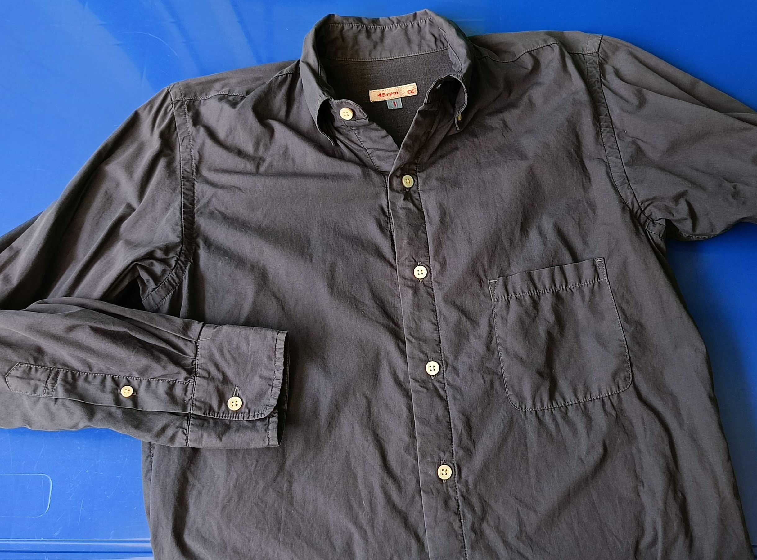 45rpm 45RPM NMD studio by R 1 solid dark gray small lined shirt Size US S / EU 44-46 / 1 - 11 Thumbnail