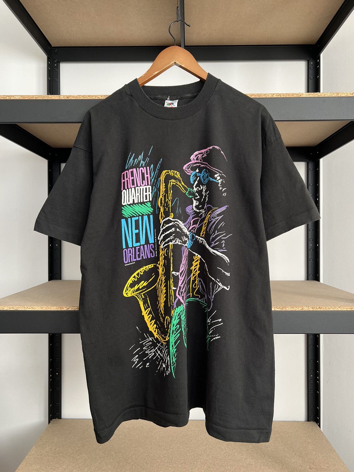 Vintage Vintage 1990 New Orleans French Quarter Jazz Black T-shirt Size US XL / EU 56 / 4 - 1 Thumbnail