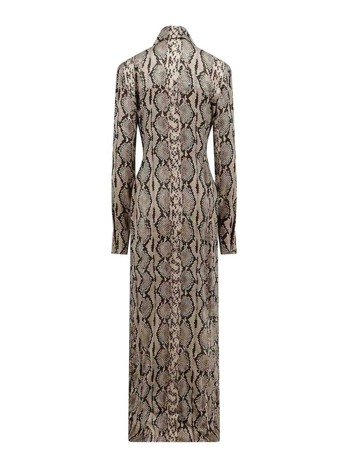 Balmain o1s1wg110125 Viscose Chemisier Dress in Beige Black Size M / US 6-8 / IT 42-44 - 2 Thumbnail