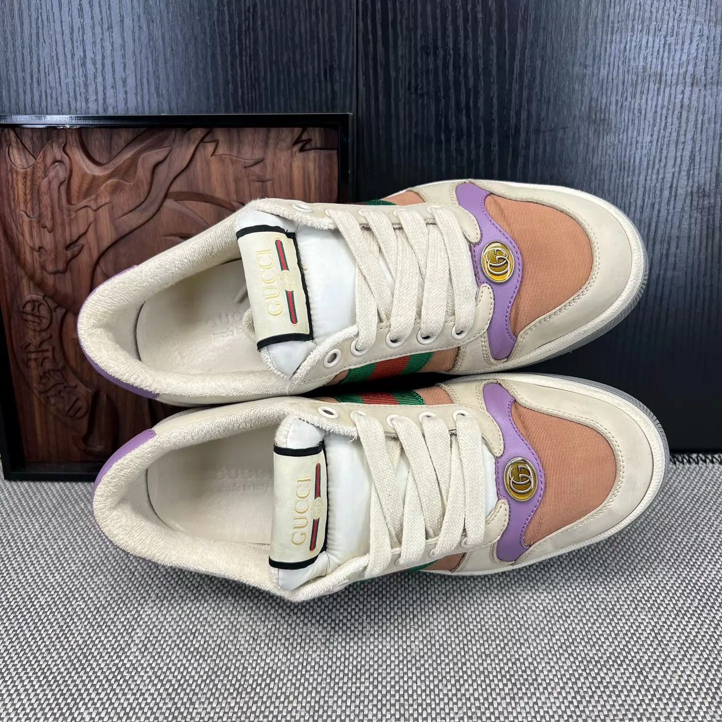 Gucci Gucci Ace Distressed Sneaker Dusty Purple 37 Size US 6.5 / IT 36.5 - 3 Thumbnail