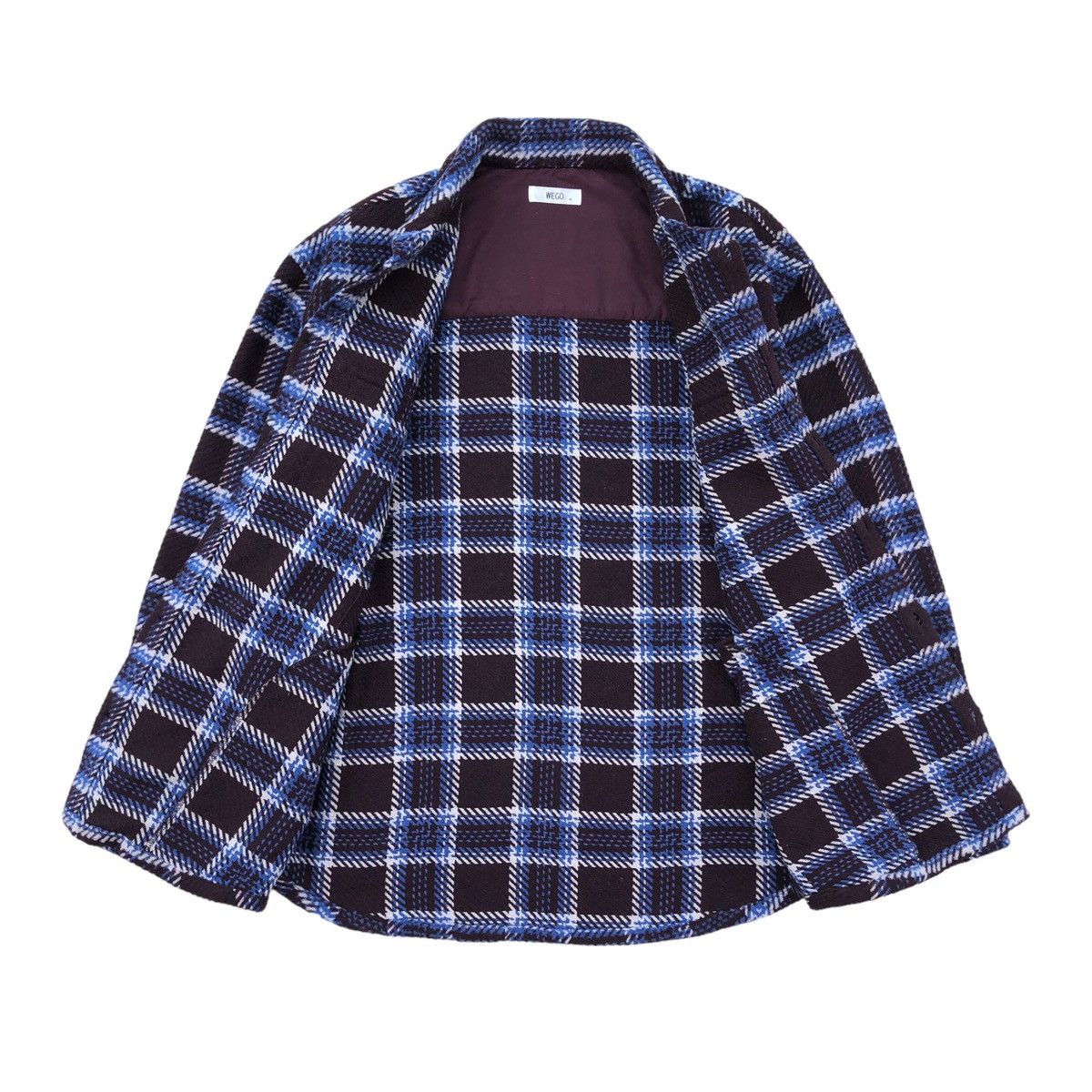 Japanese Brand Vintage WEGO Wool Flannel Box Design Buttons Up Jacket Size US M / EU 48-50 / 2 - 2 Thumbnail