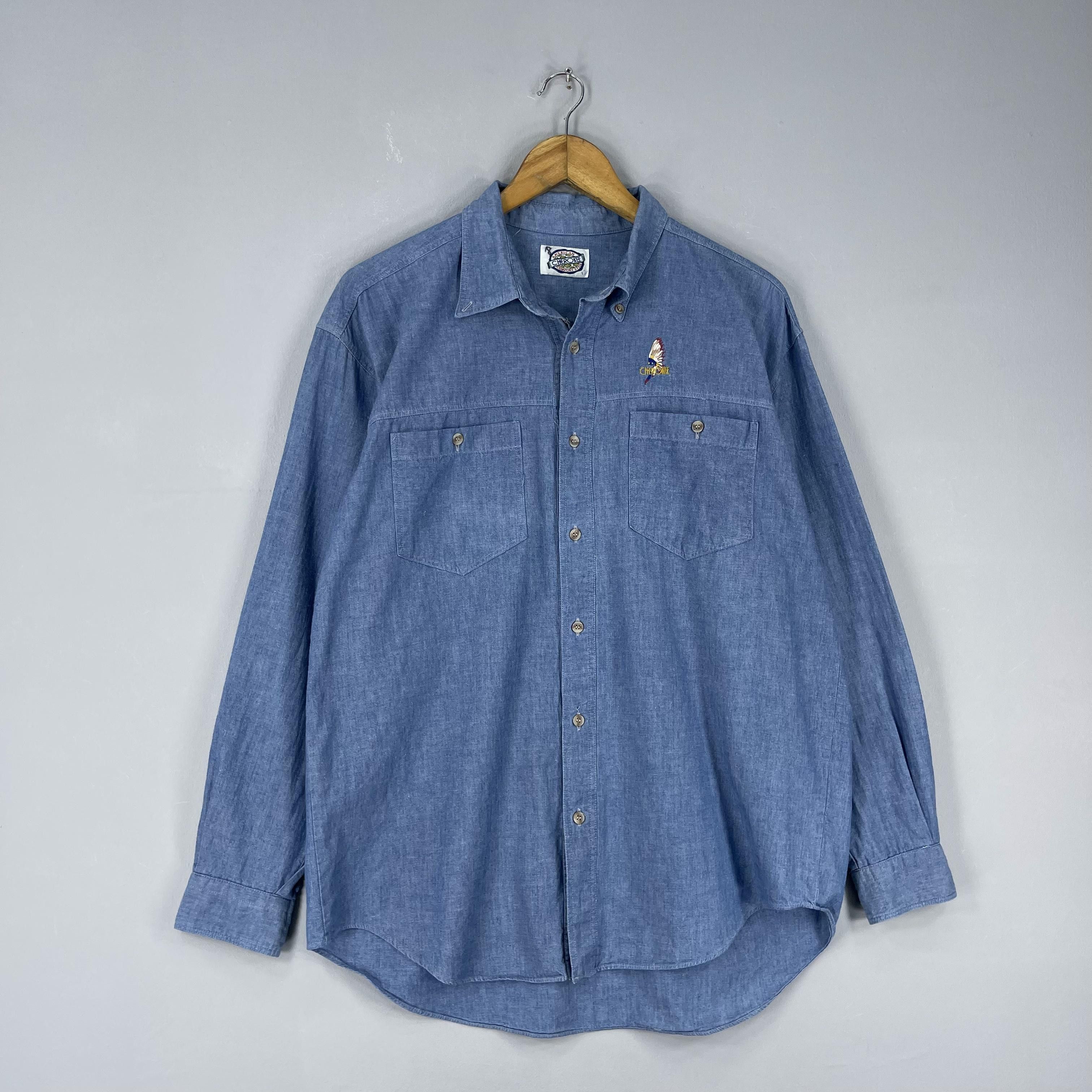Native Vintage CHEROKEE American Native Embroidery Denim Shirt Size US L / EU 52-54 / 3 - 4 Thumbnail
