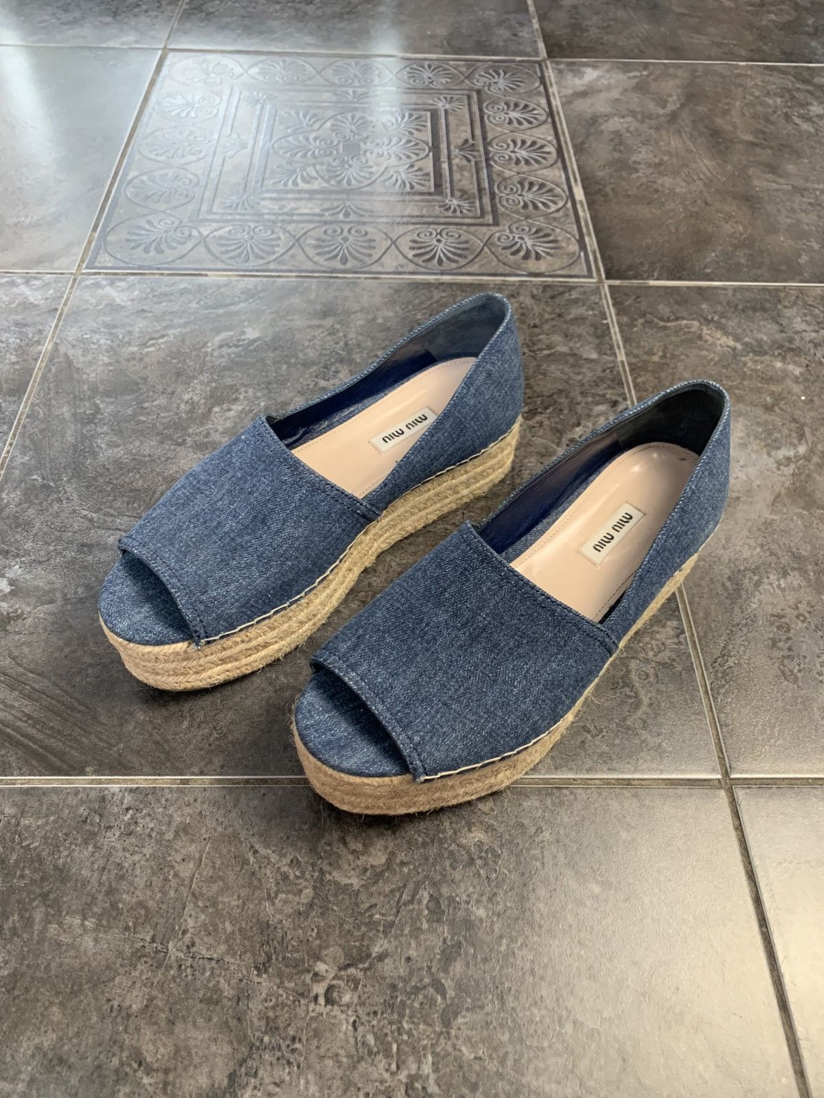 Miu Miu Miu Miu Denim Espadrille Flats Size US 9.5 / IT 39.5 - 1 Thumbnail