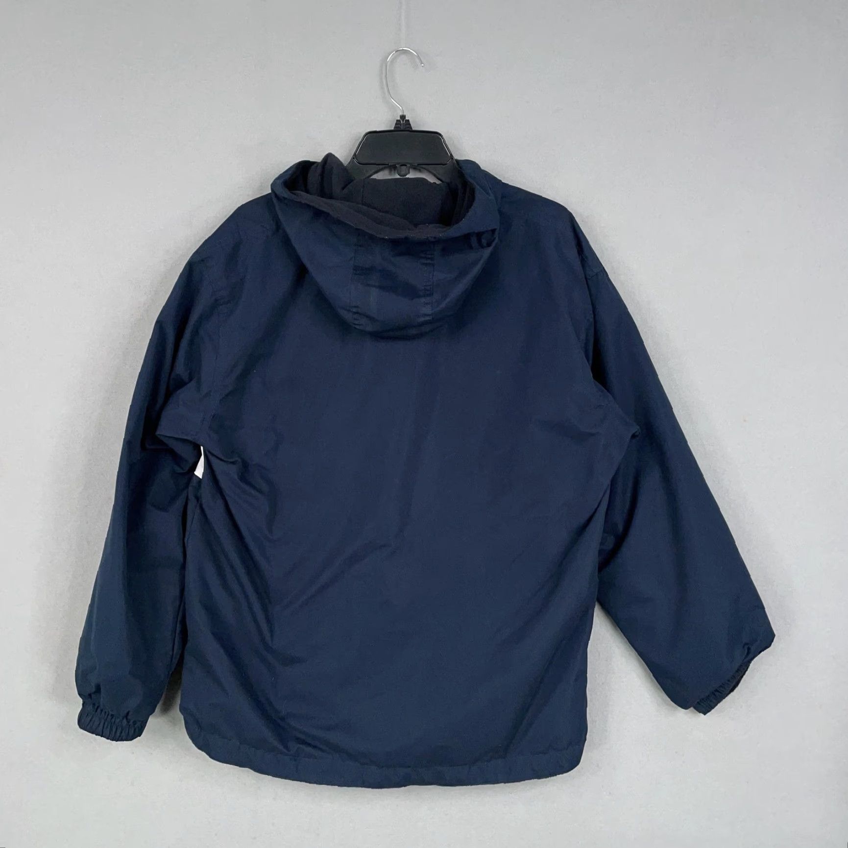 Vintage Mackinac Island Michigan Jacket Mens Small Navy Hooded Windbreaker Rain Coat Zip Lined Water Resistant Dimco Apparel Navy Striped Front Zipper Pockets Size US S / EU 44-46 / 1 - 6 Thumbnail