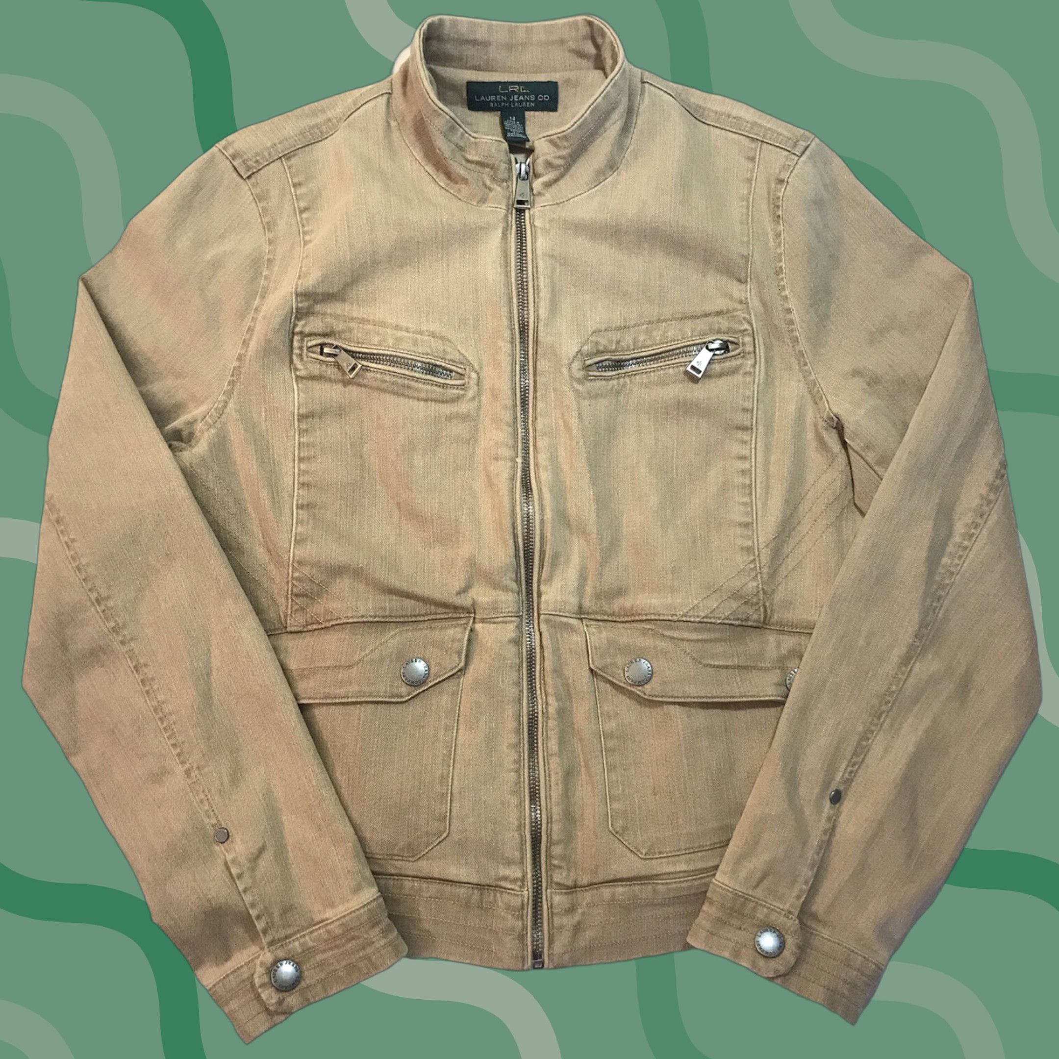 Ralph Lauren Ralph Lauren Women's Denim Jacket Size 14 Tan Stretch Button Up Coat Classic Size 36" / US 14 / IT 50 - 1 Thumbnail