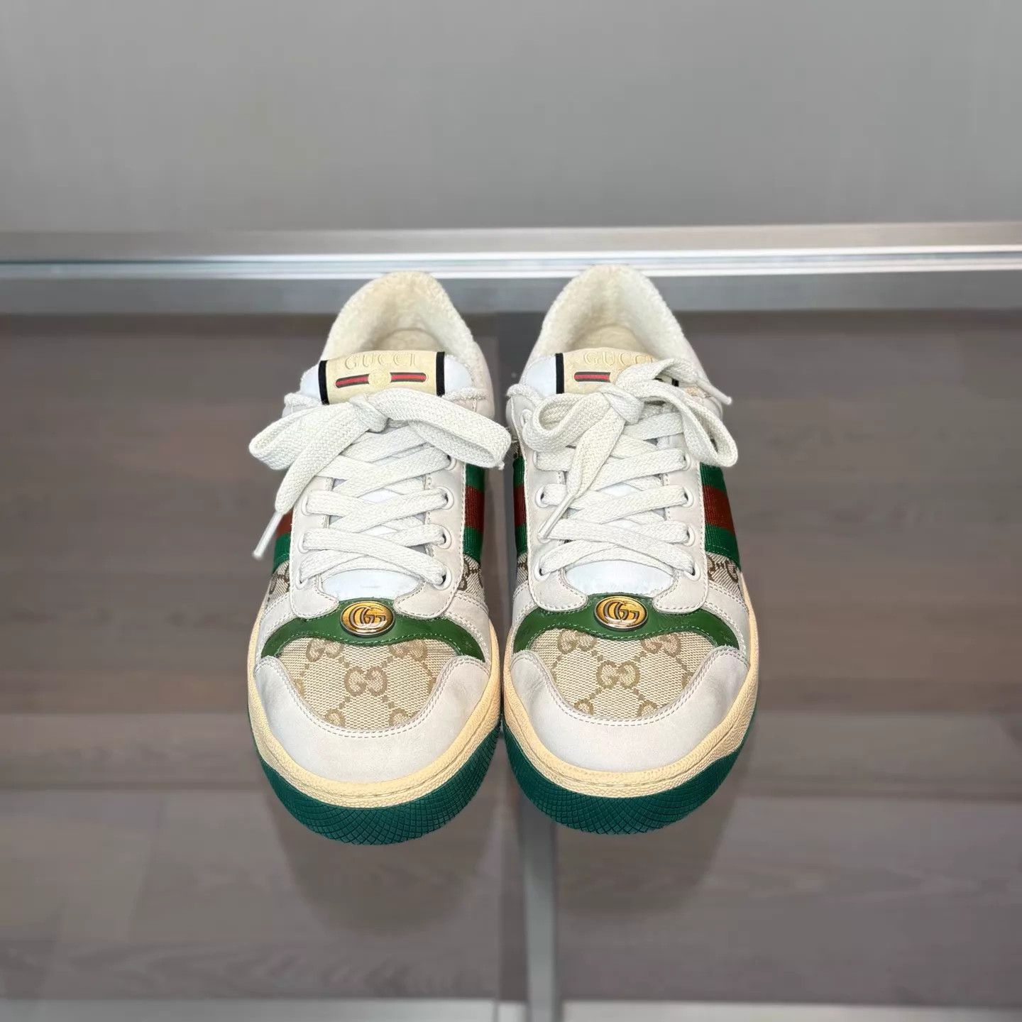 Gucci Gucci Screener GG Enamel White Green Vintage 37 99 Size US 6.5 / IT 36.5 - 2 Thumbnail